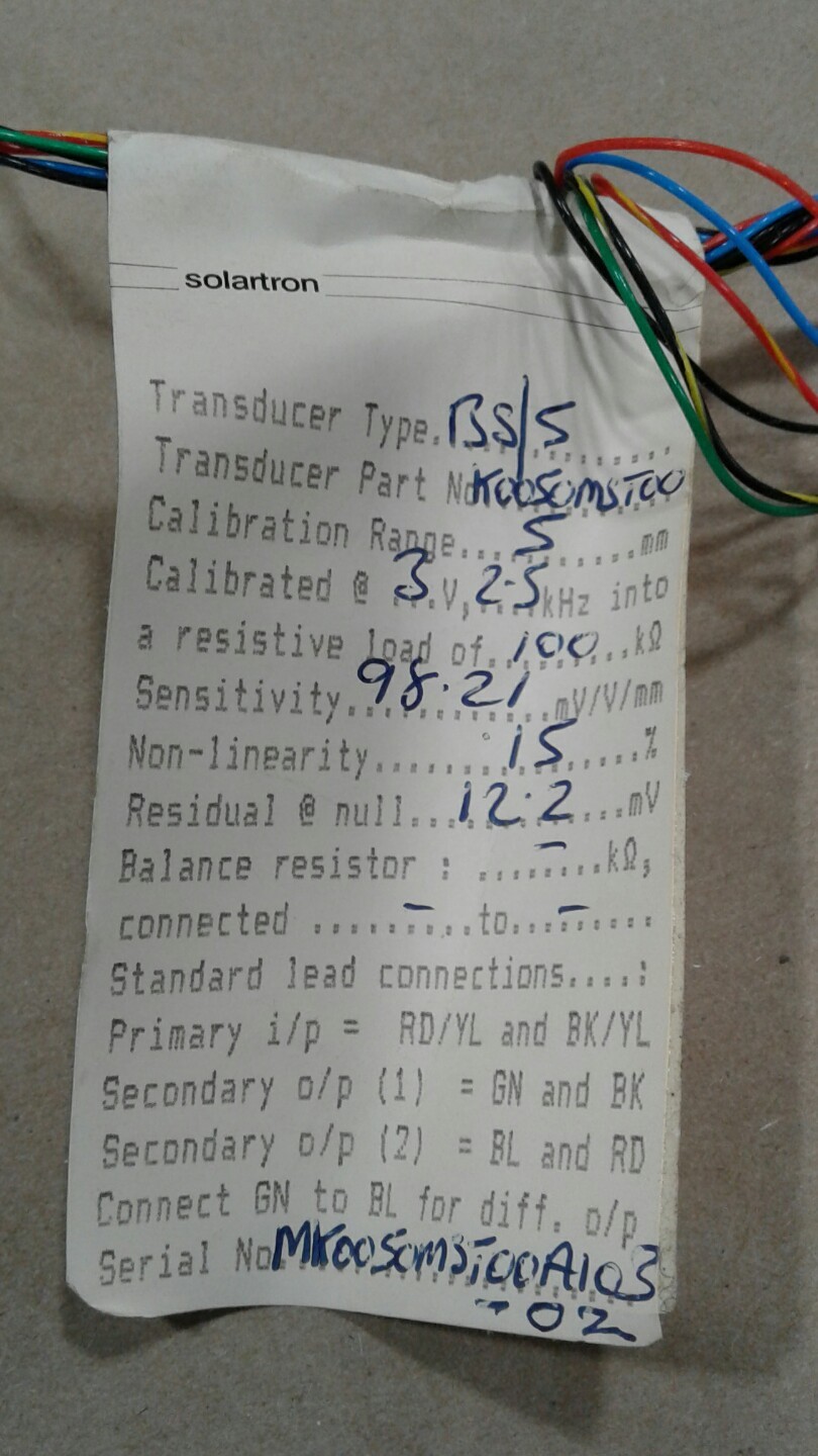 Solartron Transducer BS 5 NOS K0050MST00 #004D12