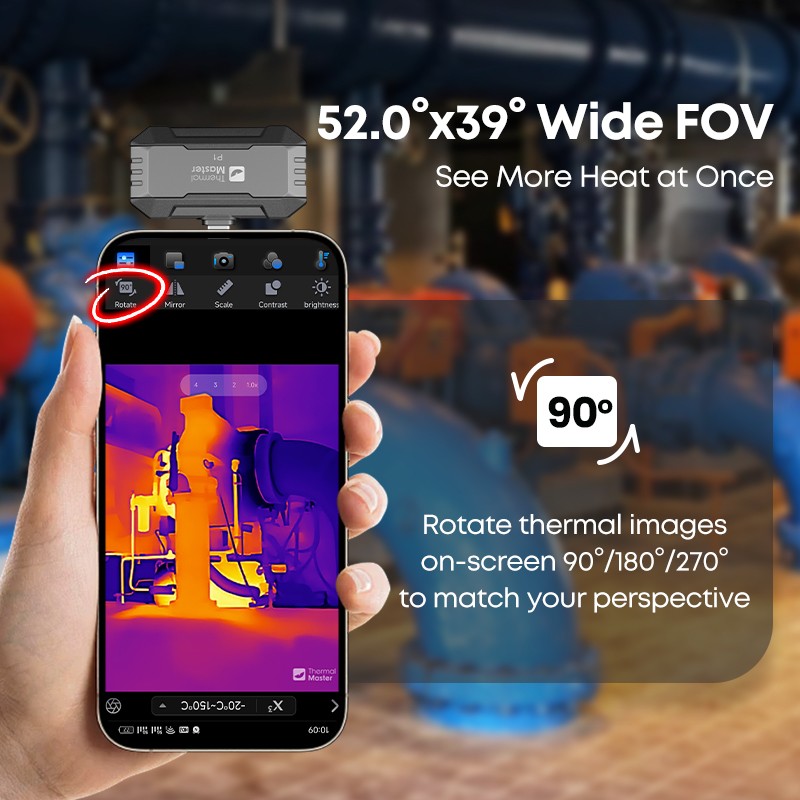 320*240 X³IR Resolution P1 Thermal Imaging Camera IOS&Android 600℃ Type-C 25Hz