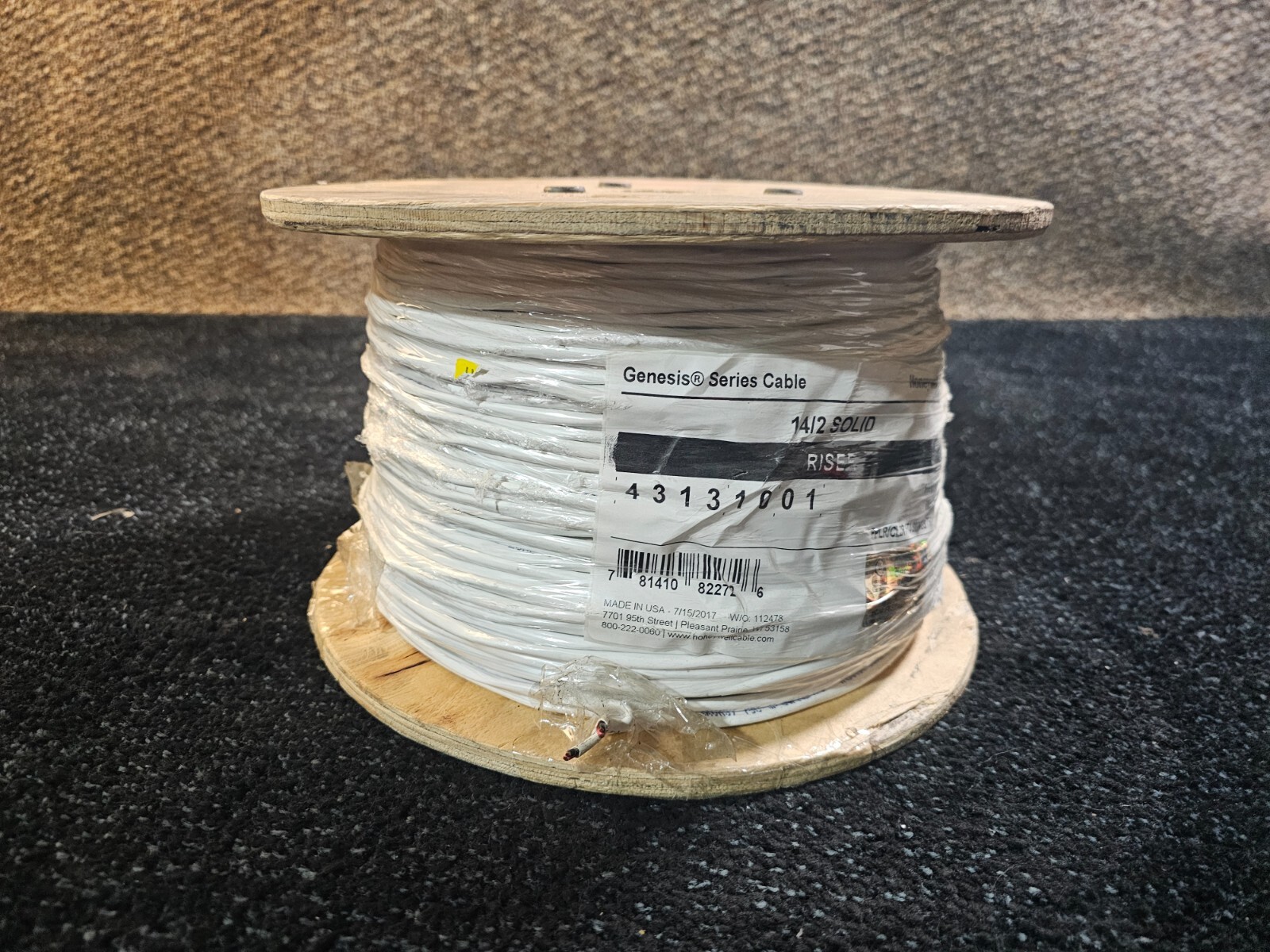 Genesis 43131001 1000 Ft. 14/2 Solid Unshielded Fire Alarm Cable, Riser, FPLR