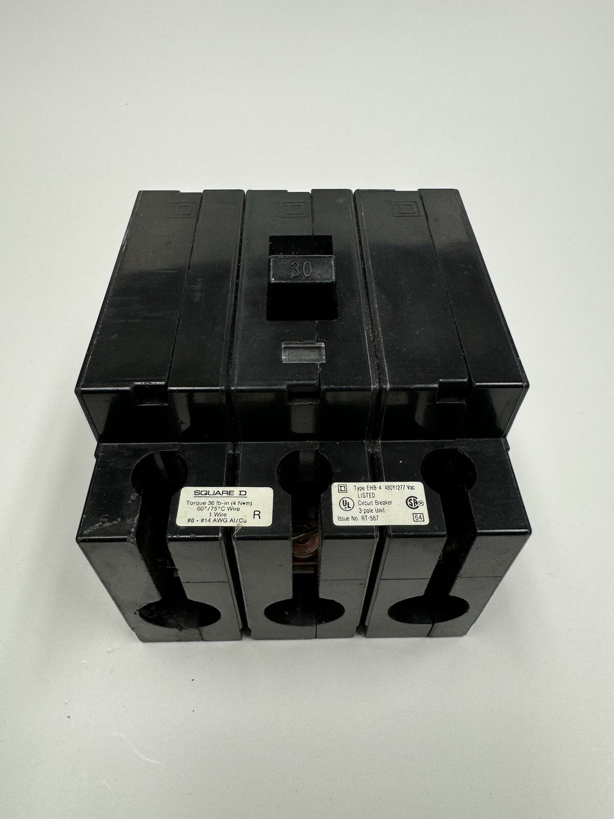 EHB34030 Square D 30 Amp 480V 3 Pole Bolt On Circuit Breaker New Surplus