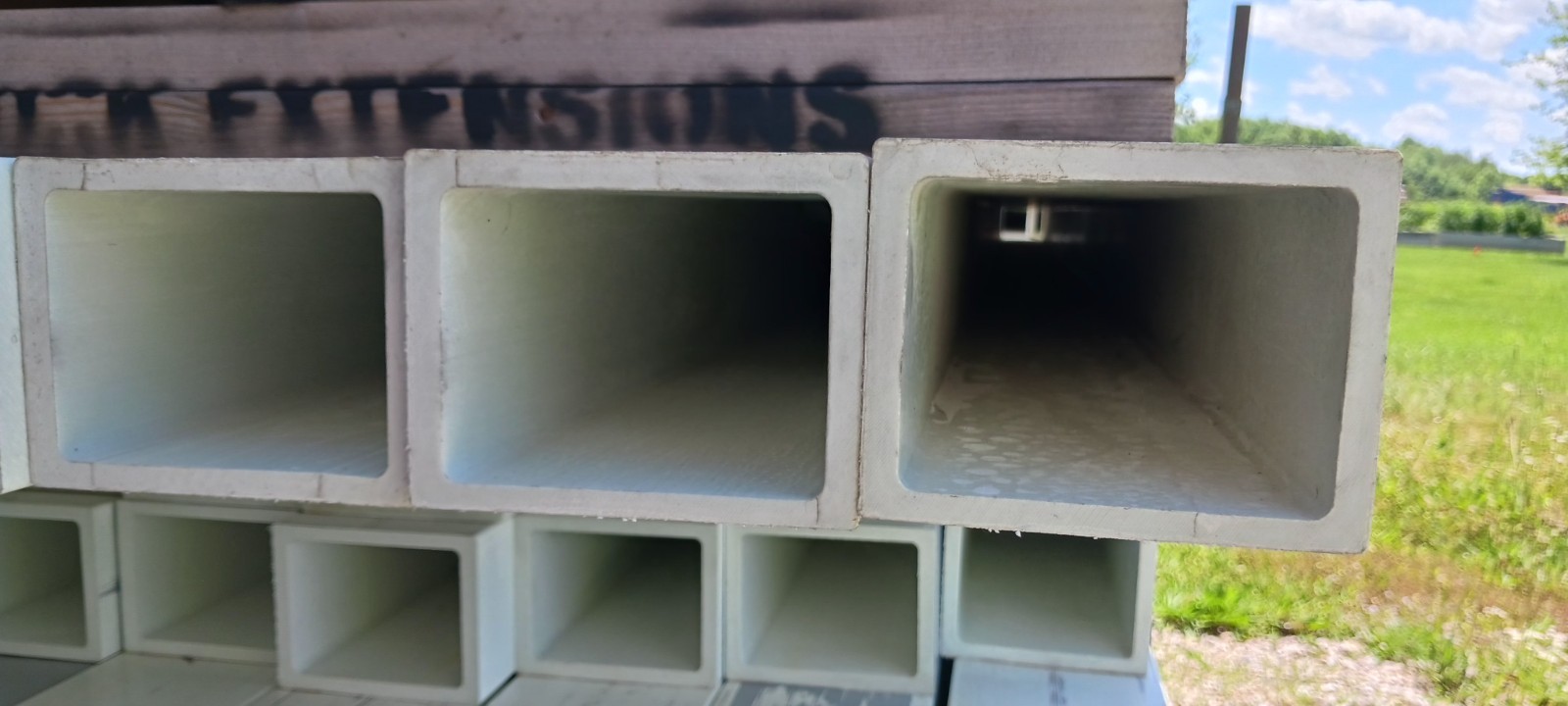 Fiberglass Square Tube W 3 5/8in x H 4 5/8in x 7 1/2Ft Th 1/4in Gray,White,Brown