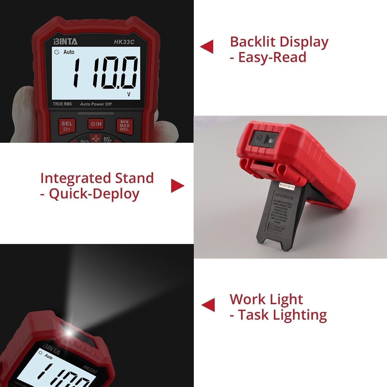 4000 Counts TRMS Digital Multimeter with Auto-Ranging & NCV Live Wire Detection
