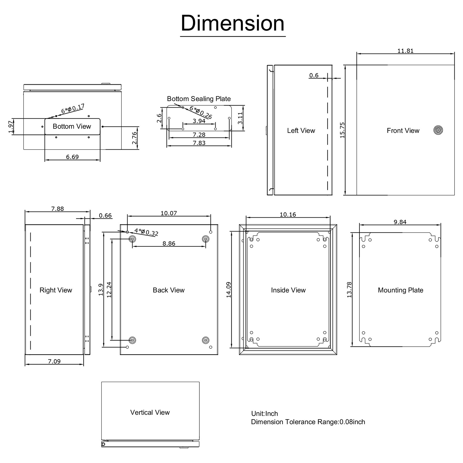 VEVOR 16x12x8″ Electrical Enclosure Box Stainless Steel NEMA 4X IP65 Waterproof