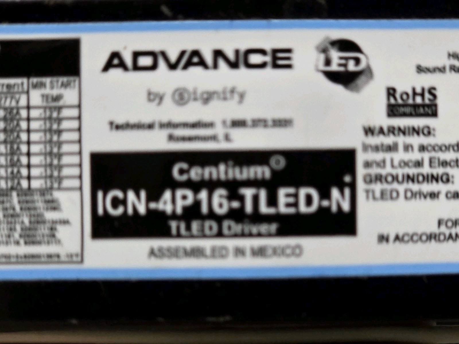Lot of 2, PHILIPS ADVANCE ICN-4P16-TLED-N LED T8 Driver,120 to 277 VAC, 9-1/2 in