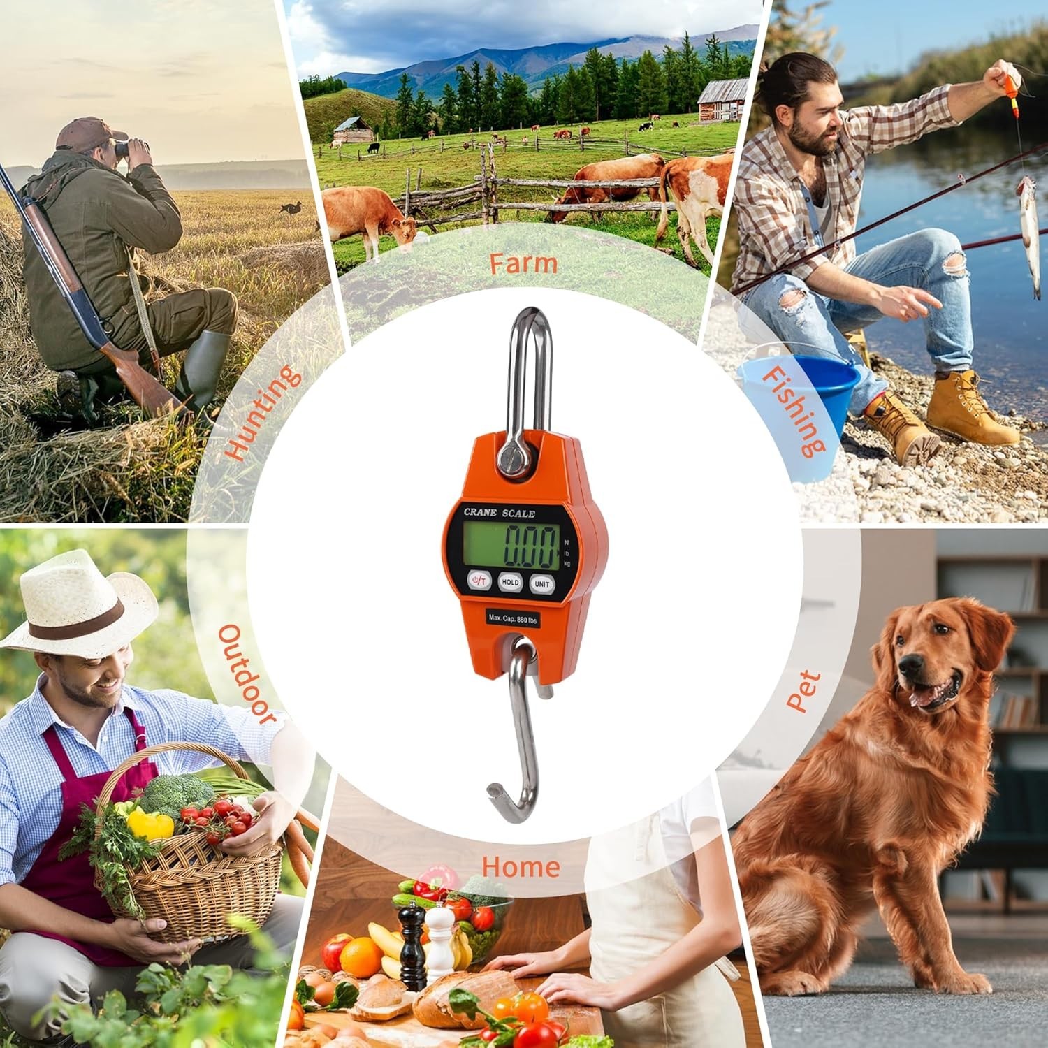 660lb/300kg Digital Crane Scale – Compact LCD Handheld Hanging Scale for Gara…