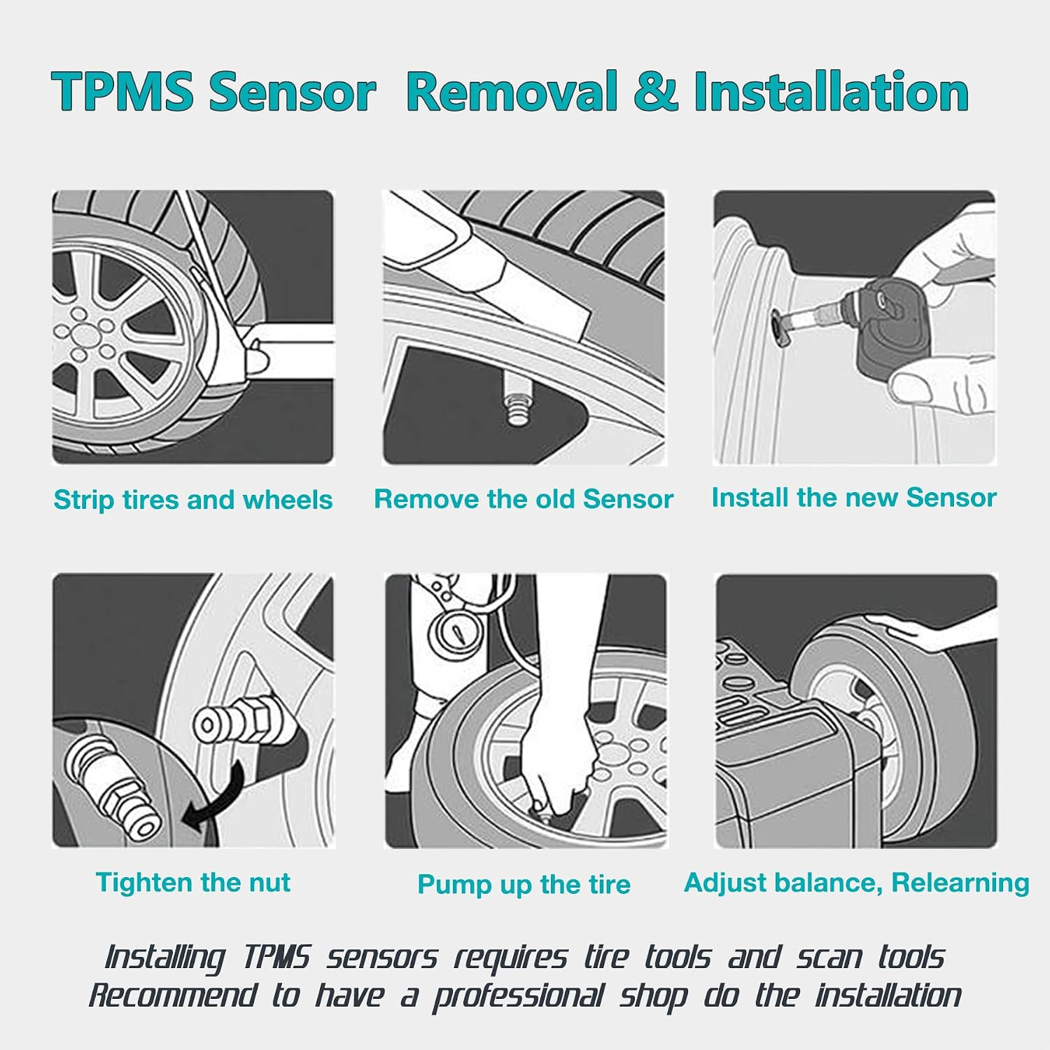 TPMS Tire Pressure Sensors 315Mhz Compatible with Ford 2009-2014 F-150 2009-2018