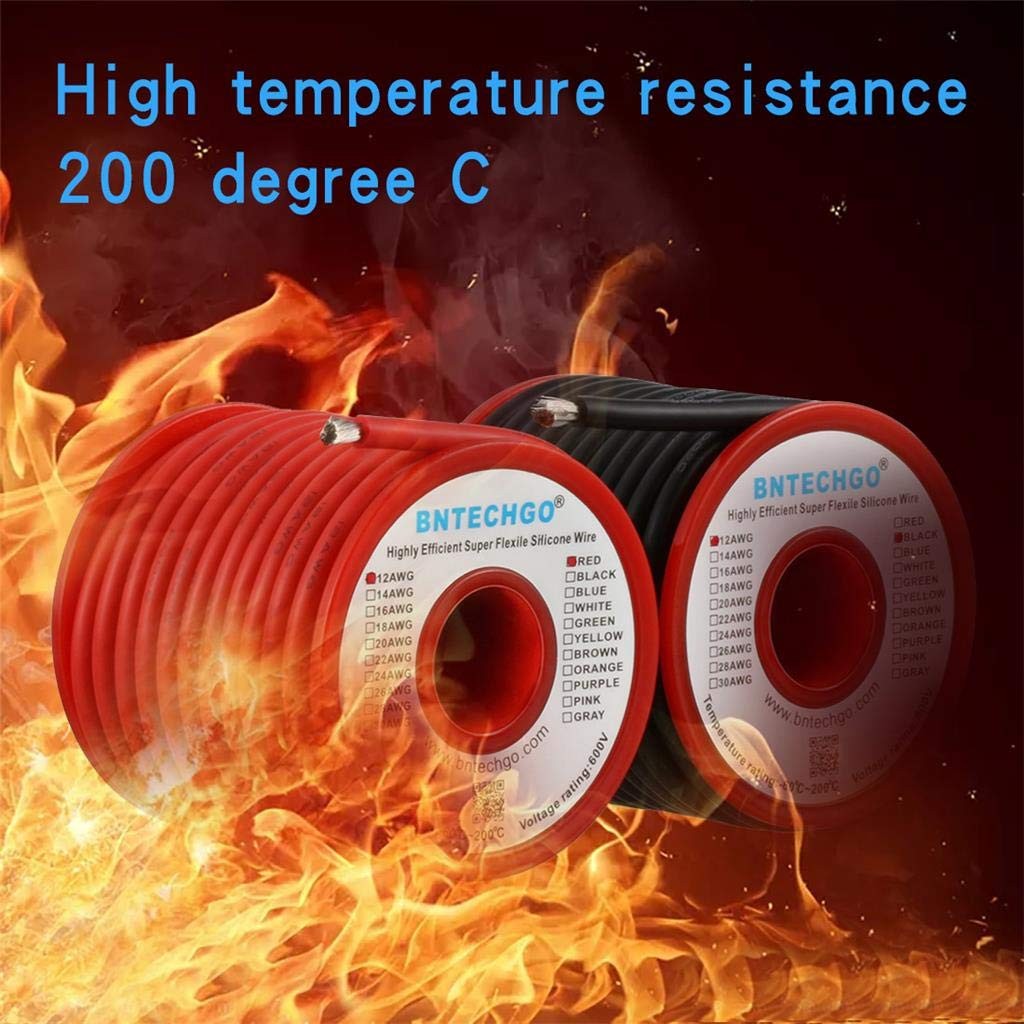 12 AWG Silicone Wire 25ft Red Black Flexible Stranded Tinned Copper Spool