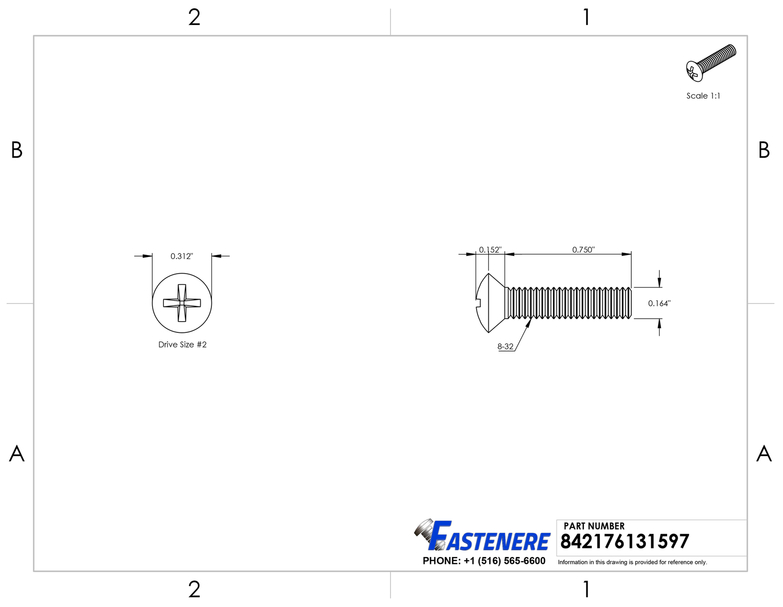 8-32 x 3/4″ Phillips Oval Head Machine Screws Stainless Steel 18-8 Qty 100