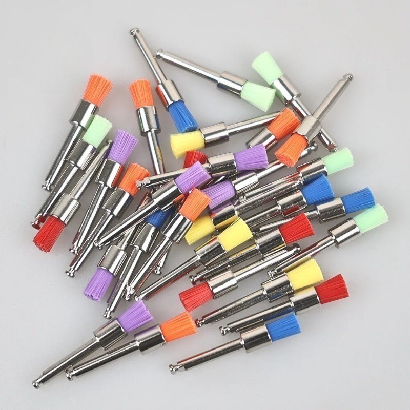 100x Dental Nylon Flat Prophy Brushes RA Latch Type for Polishing& Stain Removal