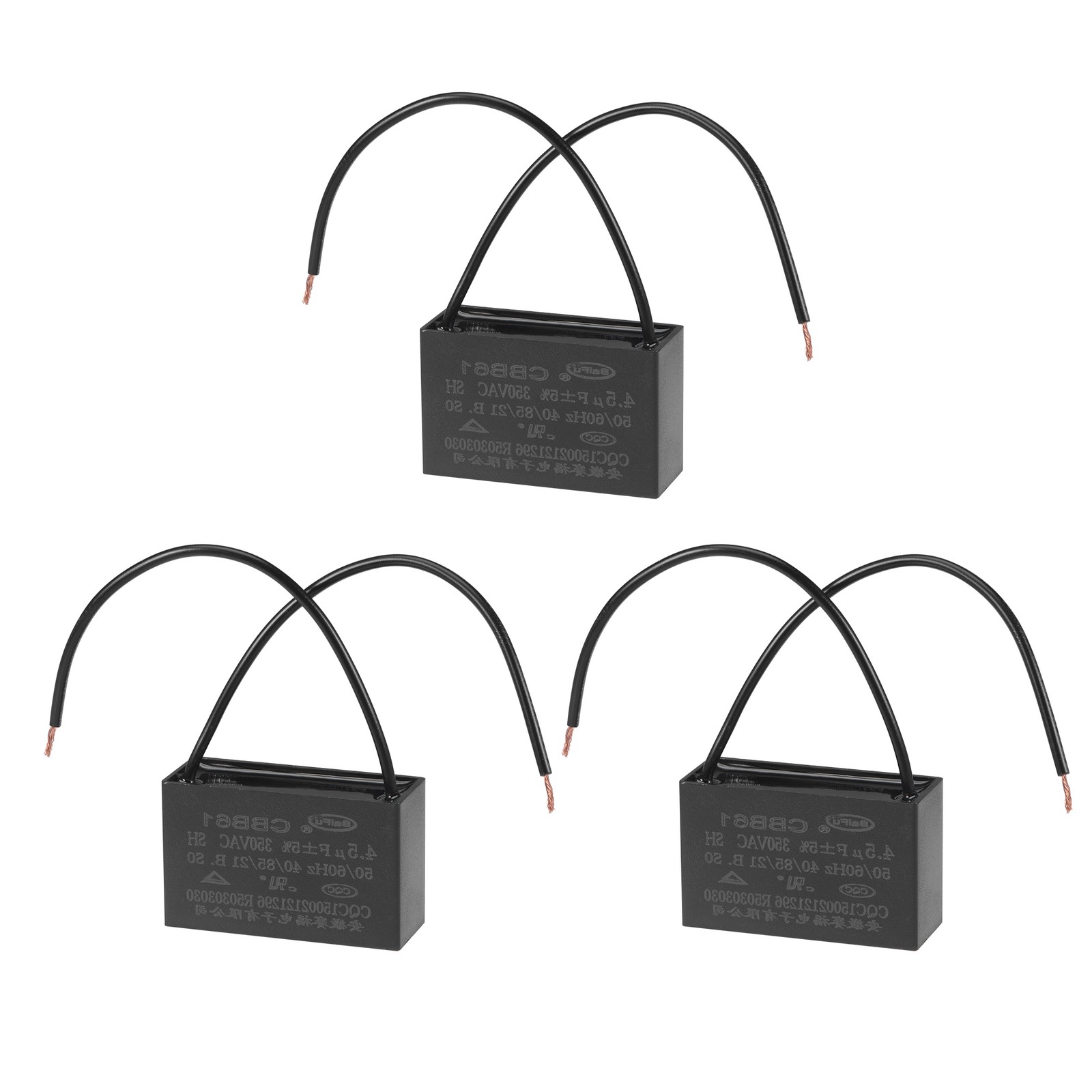 3pack Ceiling Fan Capacitor CBB61 4.5uF 350V AC 2 Wires Metallized Polypropylene