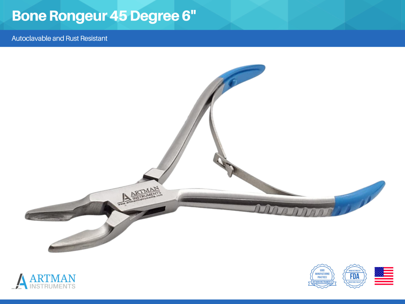 Bone Rongeur 45 Degree 6 Inch Surgical Dental Instruments ARTMAN