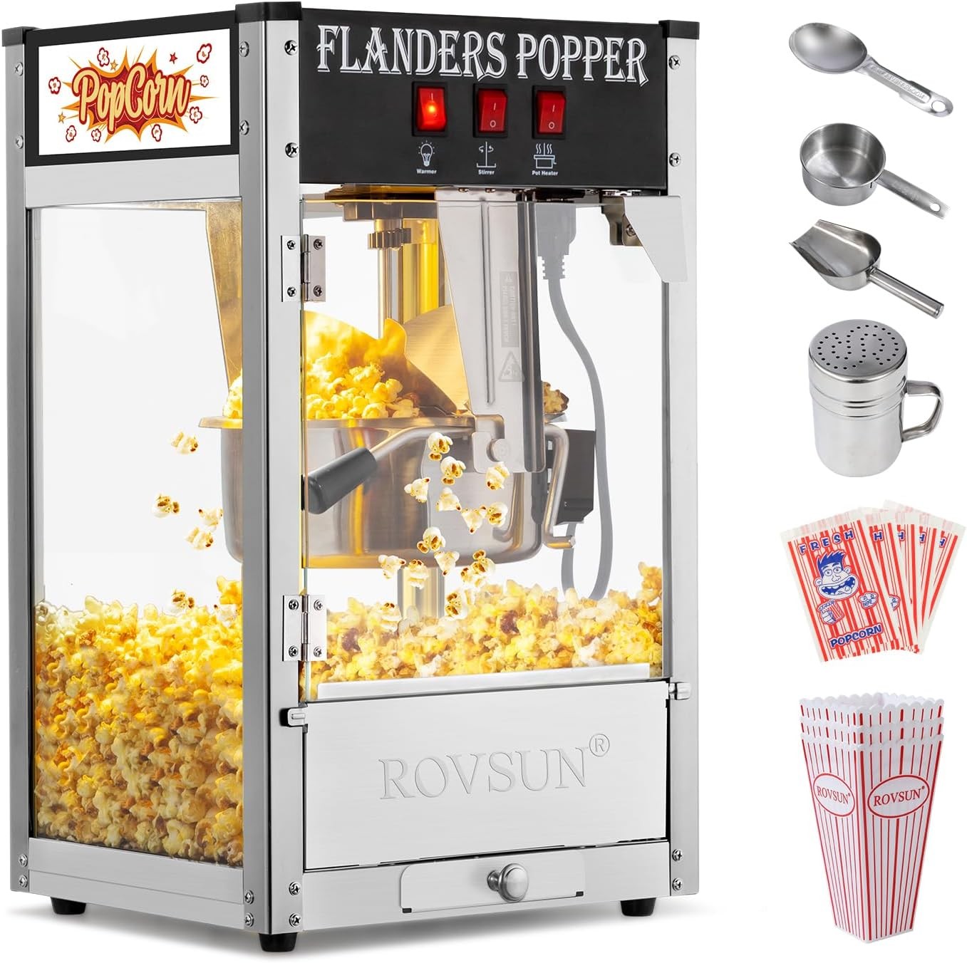 ROVSUN Commercial 8OZ Popcorn Machine Countertop Maker Vintage Style 850w Black