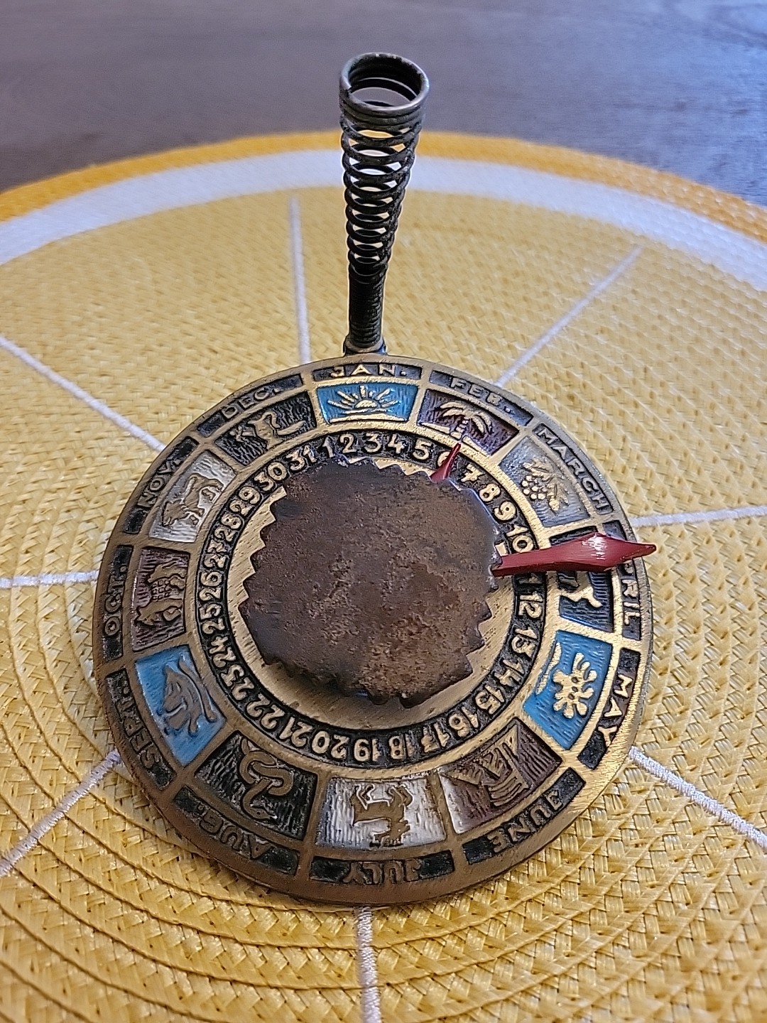 Vintage Metal Zodiac Calendar Desk Decor Made in Israel