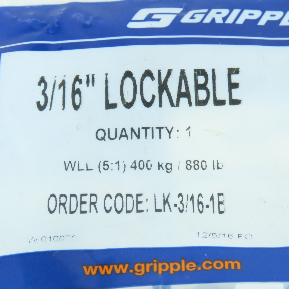 Gripple LK-3/16-1B 3/16″ Lockable Wire Loop Fastener W/ Key Lot of 3