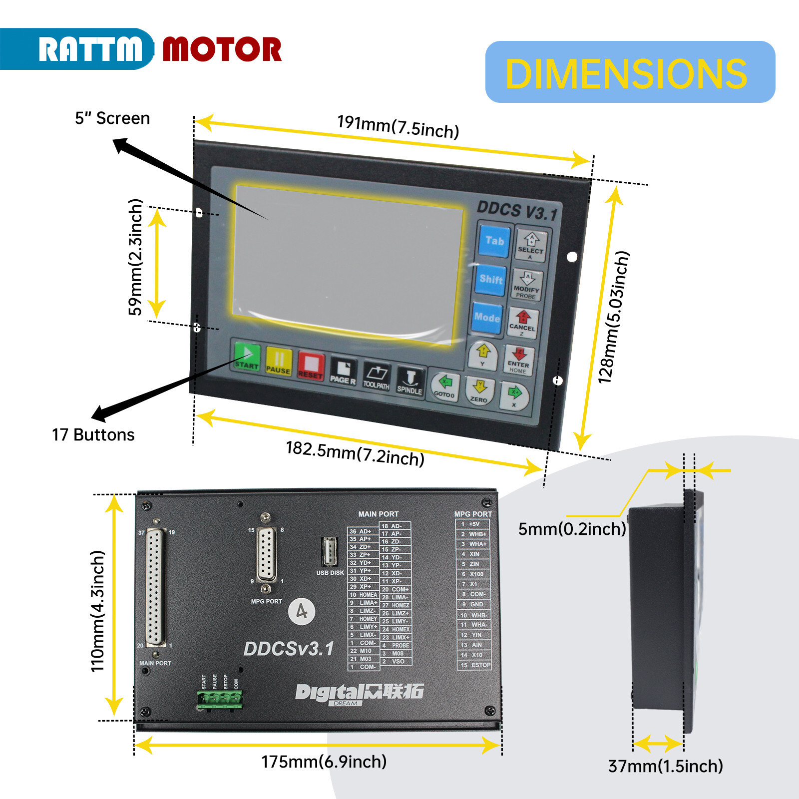 「USA」 4 Axis CNC Controller Motion Offline Stand Alone DDCSV3.1 w/ Handwheel MPG