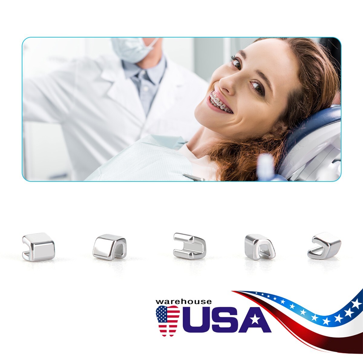 AZDENT Dental Orthodontics Bondable Lingual Buttons/Crimpable Hooks Split Stops