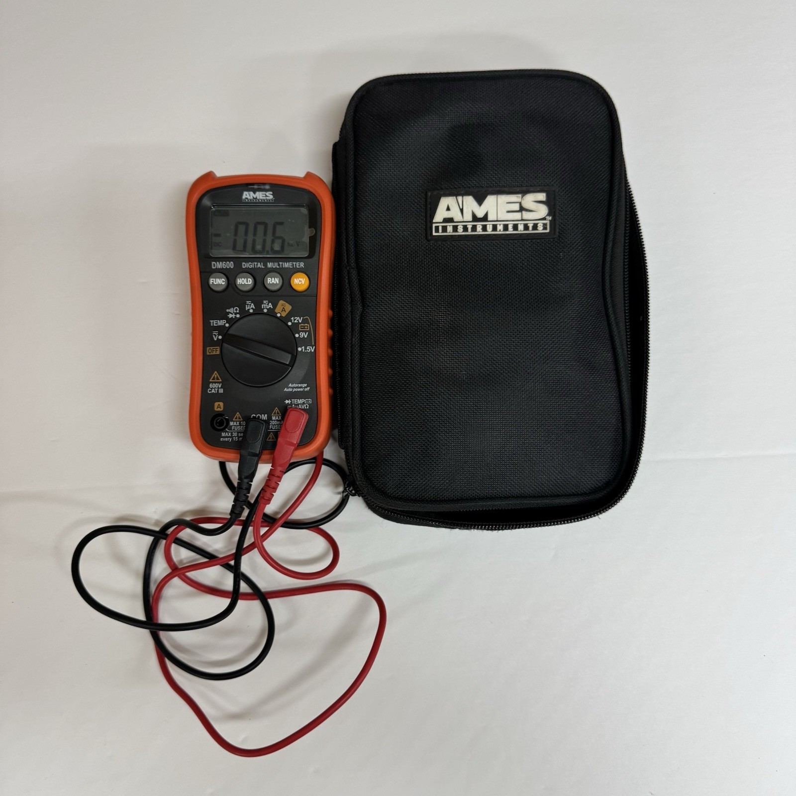 AMES Instruments DM600 Digital Multimeter CAT III with Case & Test Leads – 64014