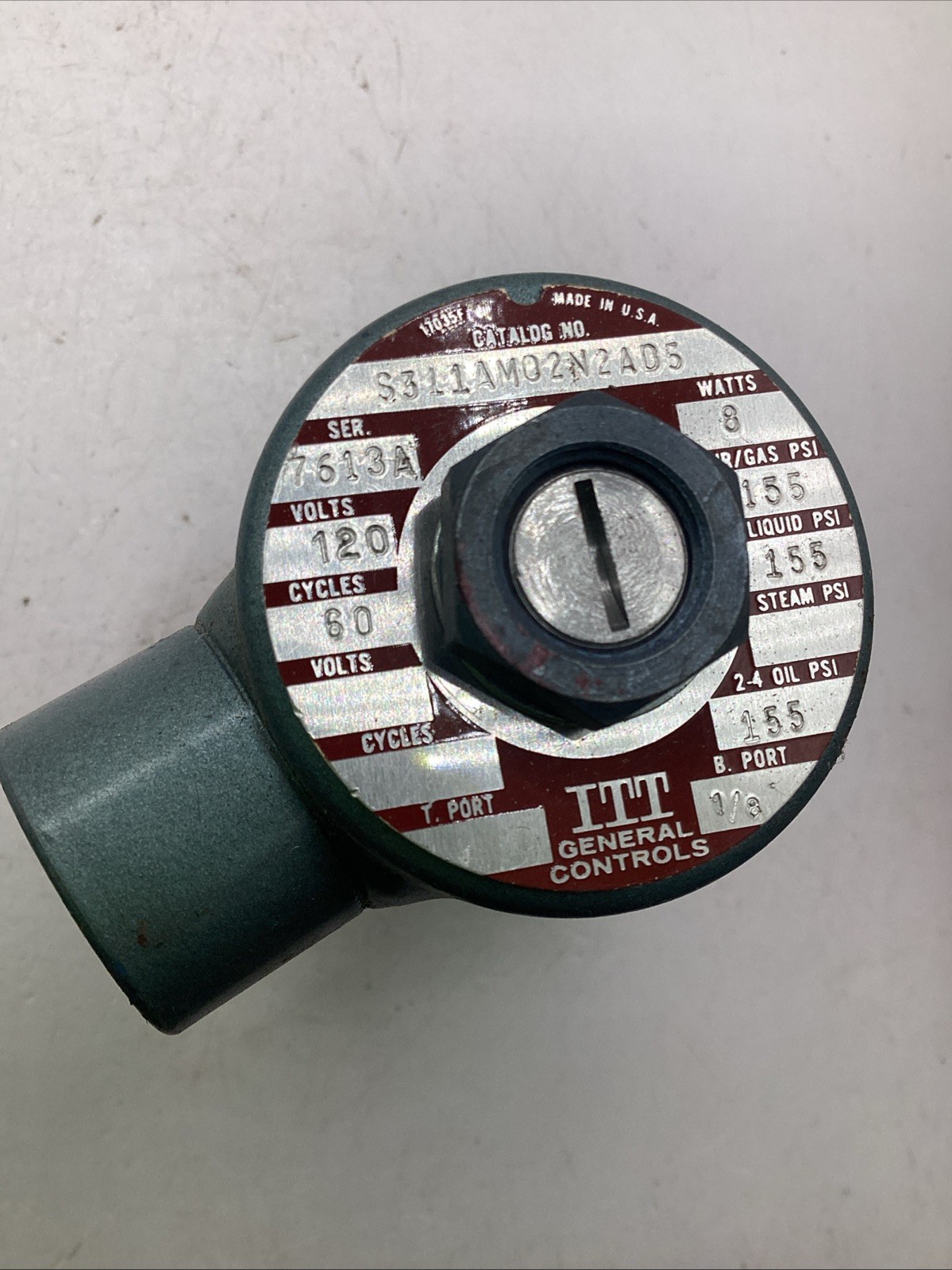 ITT General Controls S311AM02N2AD5 Series 7613A Solenoid Valve Used