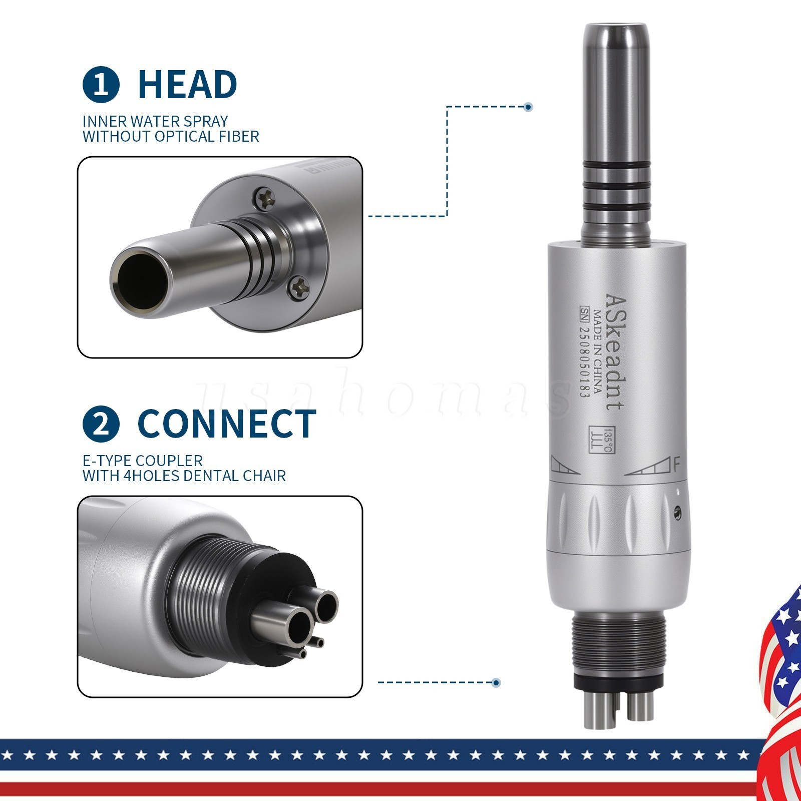 KAVO Style Dental Slow Low Speed Air Motor Handpiece Inner Water Spray 4Hole USA