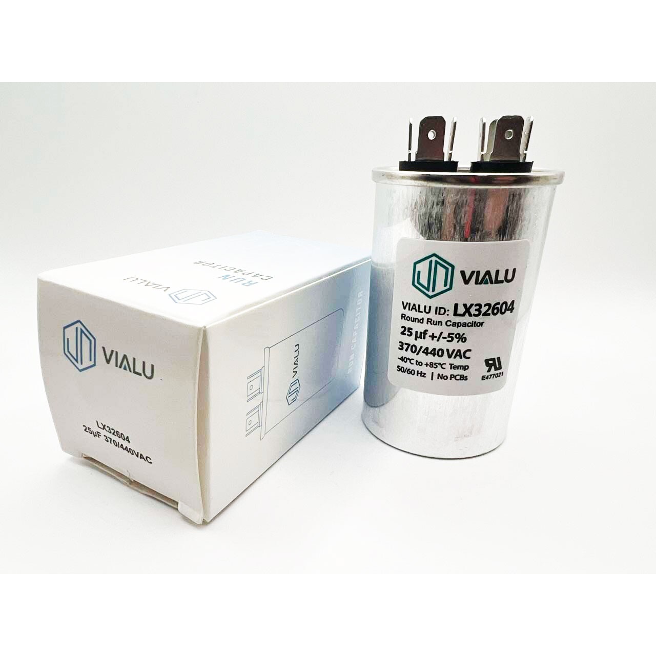 VIALU – 25 uf/MFD 370 VAC volts Round Run Capacitor 50/60 Hz