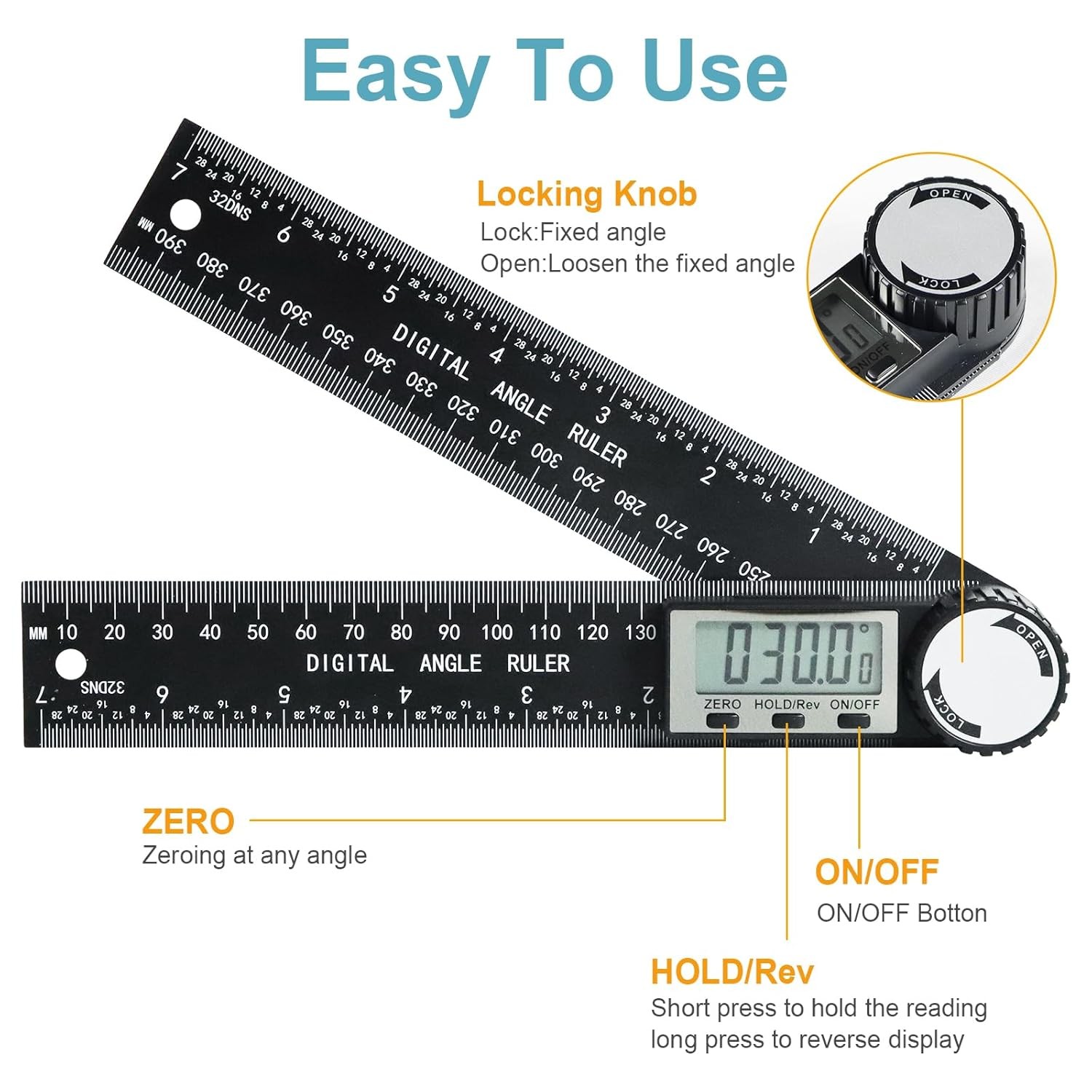 Third Generation Protractor Angle Finder, Digital Angle Ruler with 7inch/200mm