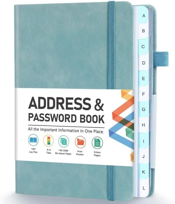 Address Book, Address and Password Keeper Book with Alphabetical Tabs, Hardco…