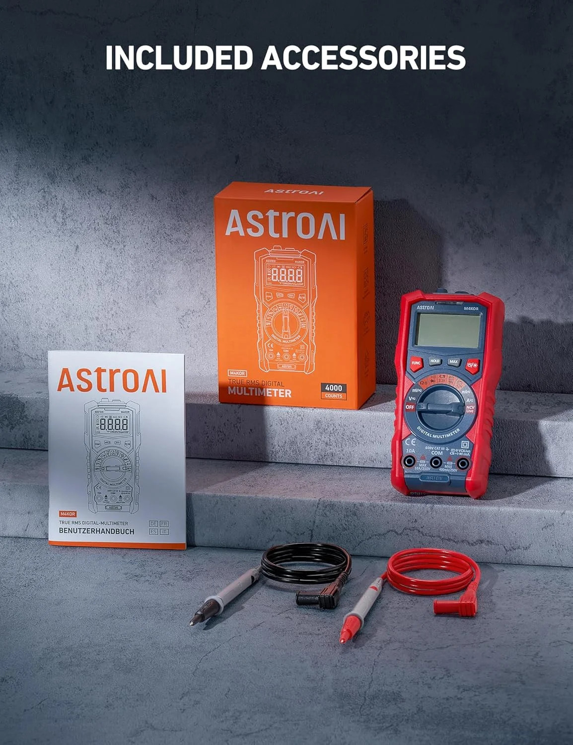 AstroAI Multimeter Tester, TRMS 4000 Counts Volt Meter Auto-Ranging Ohmmeter Dig