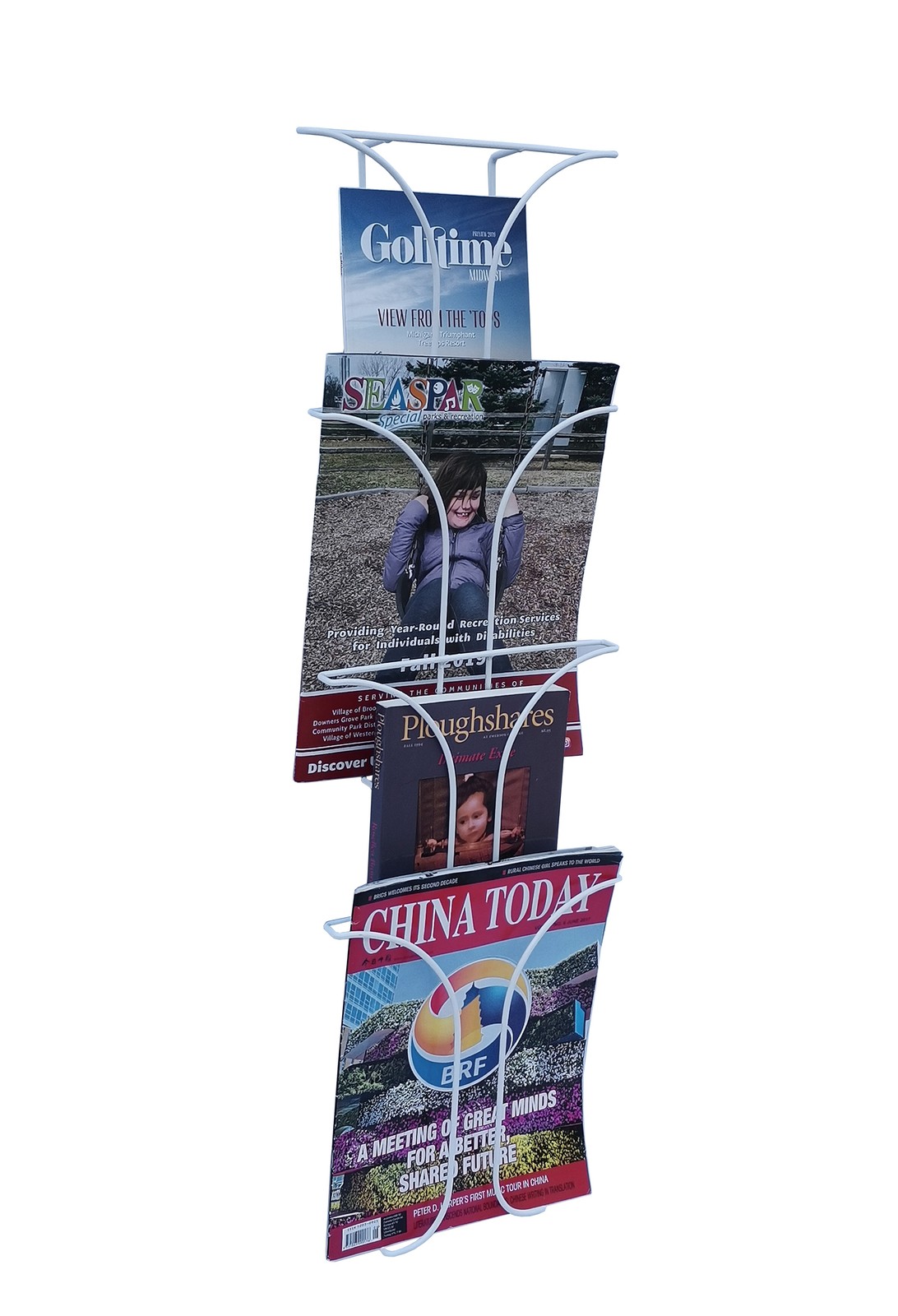 Wall Mount Literature Rack Magazine Brochure Travel Information Vinyl 8.3″ Wide
