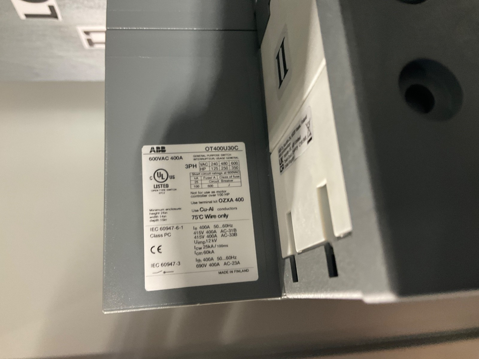 NEW EXCO MTS-400A-OT-N3R MANUAL TRANSFER SWITCH 400A 3P4W 600V 2x SOURCE 1x LOAD