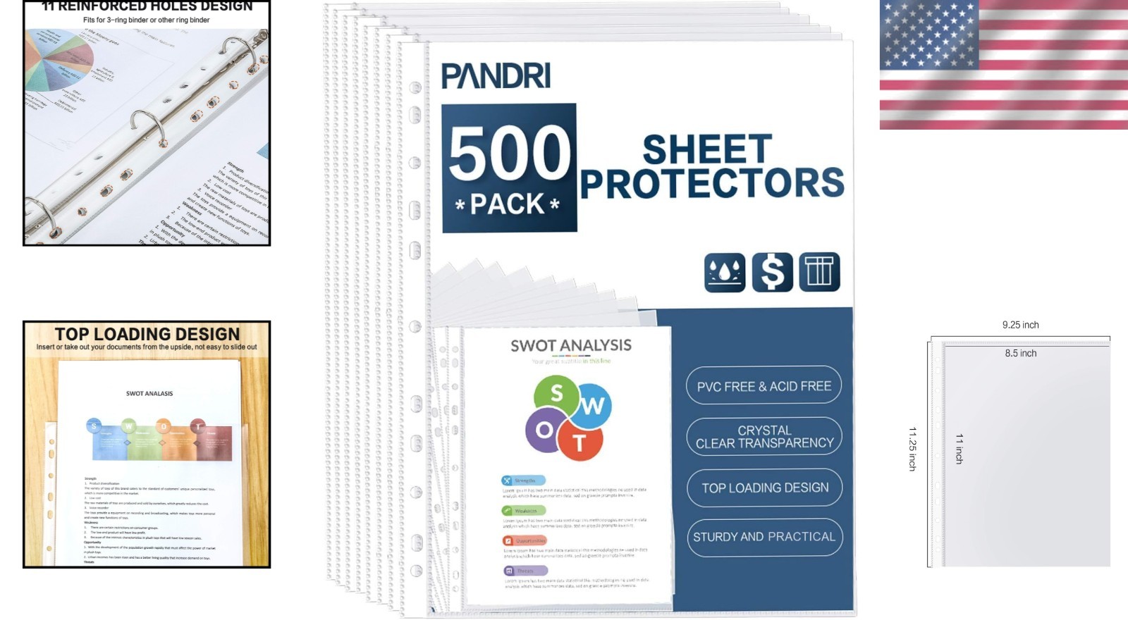 Ultimate 500 Count Heavy Duty Plastic Sheet Protectors, Reinforced 11 Holes
