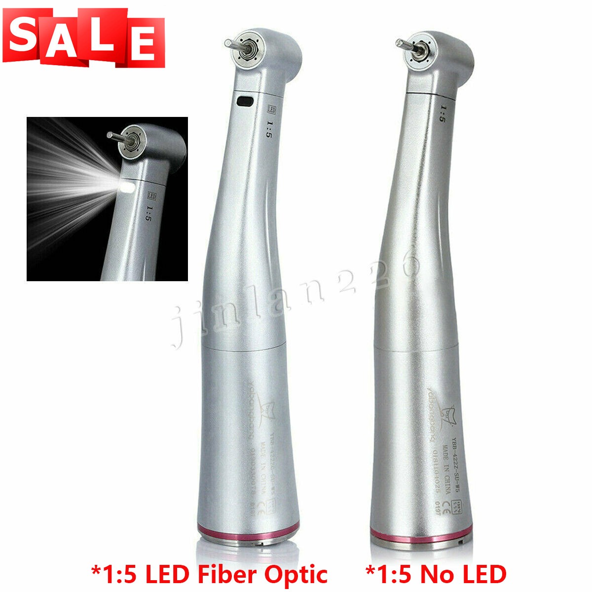 Dental 1:5 Fiber Optic LED Contra Angle Handpiece fit NSK E-type Electric Motor