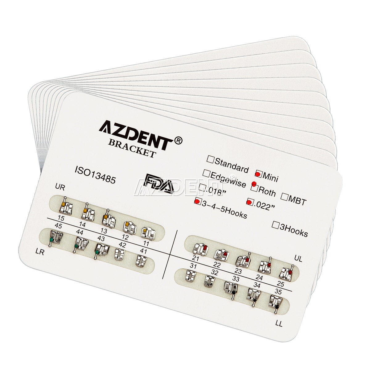 10 Packs Dental Orthodontic Metal Brackets Braces Roth.022 Hooks 3-4-5 AZDENT
