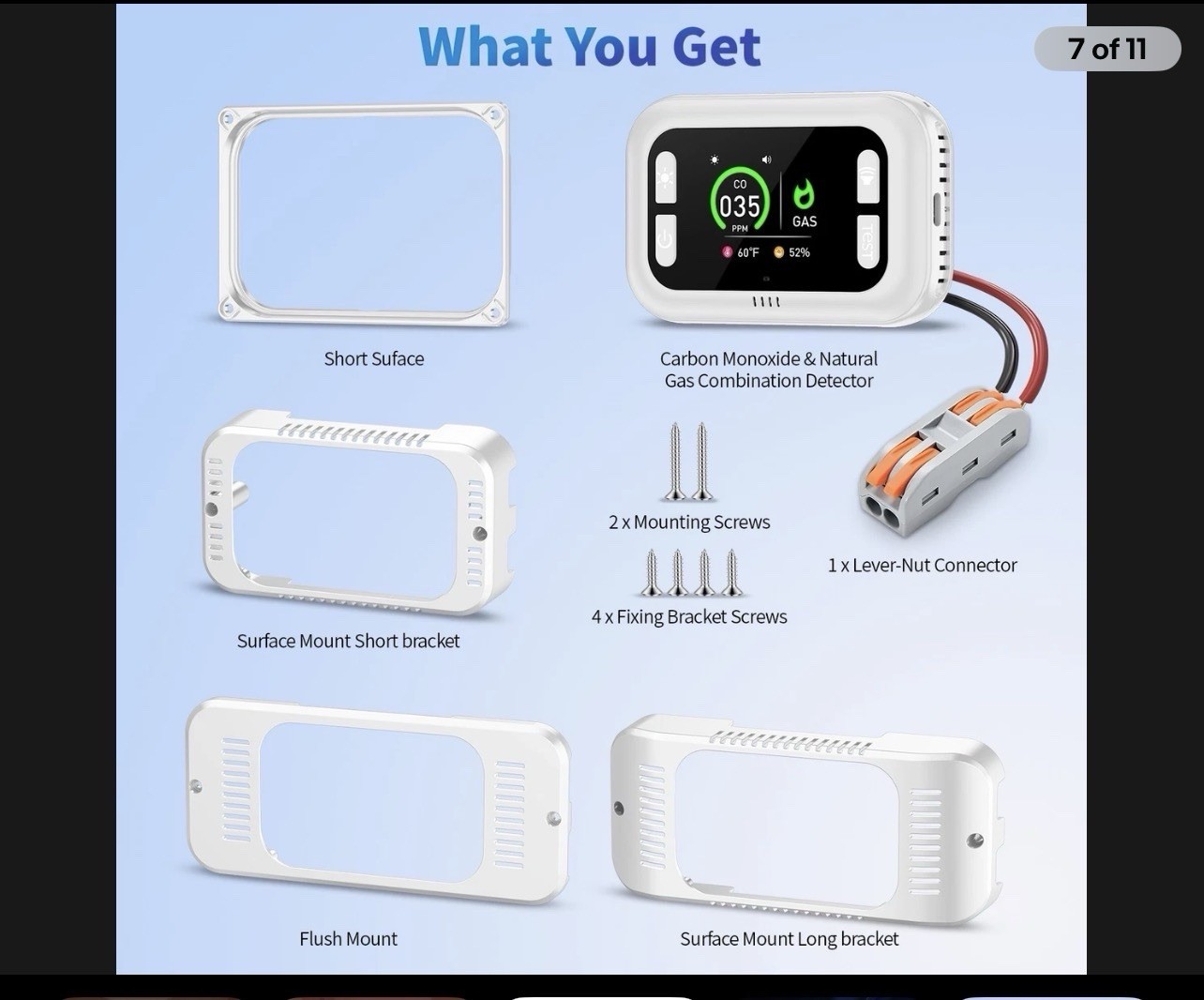 4-in-1 CO & Gas Detector for RV HD Display Temp Humidity 12V