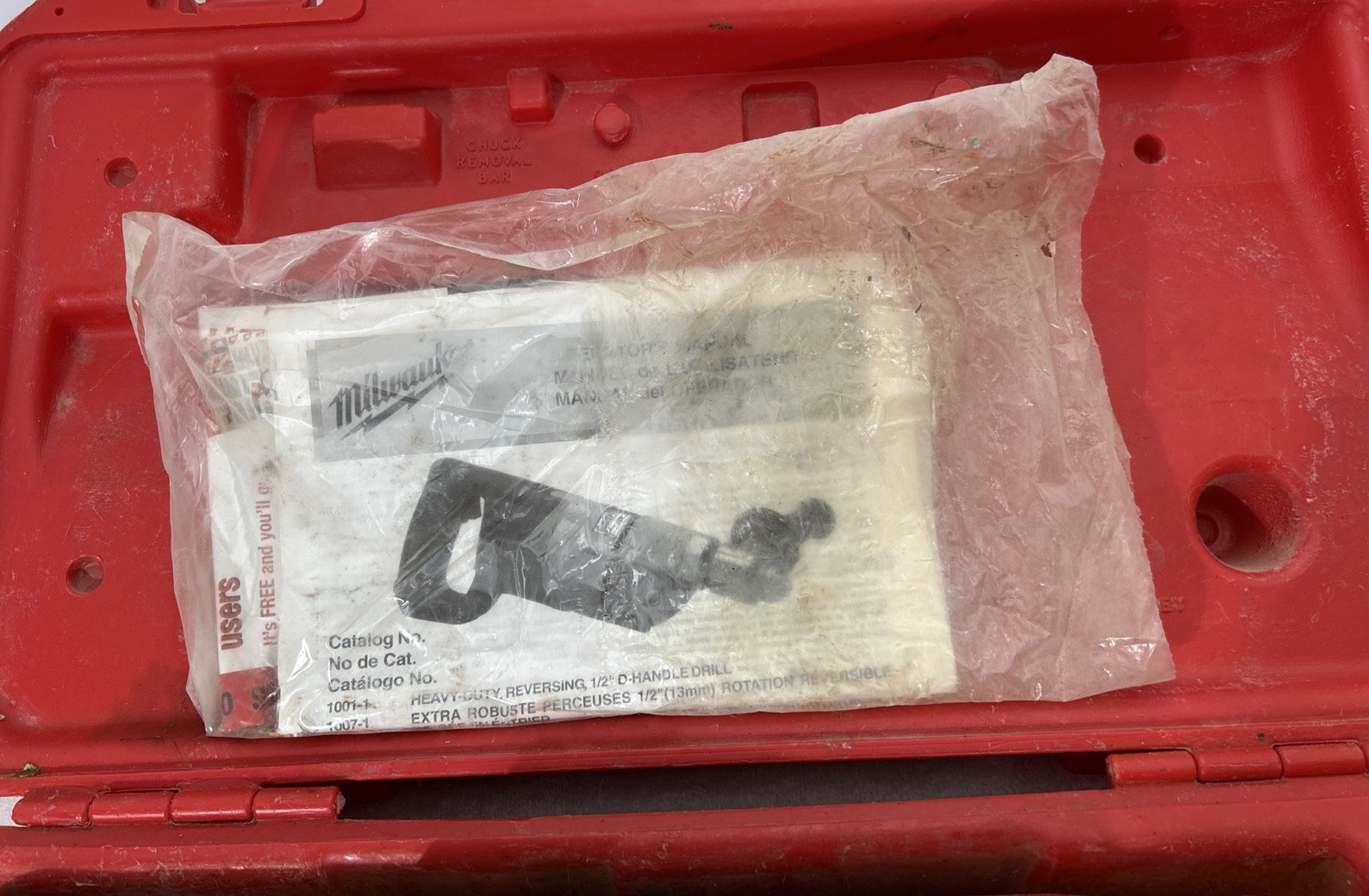 Milwaukee 1107-1 1/2″ Right Angle Drill Hole Hawg w/ Case Chuck Key Handle Extra