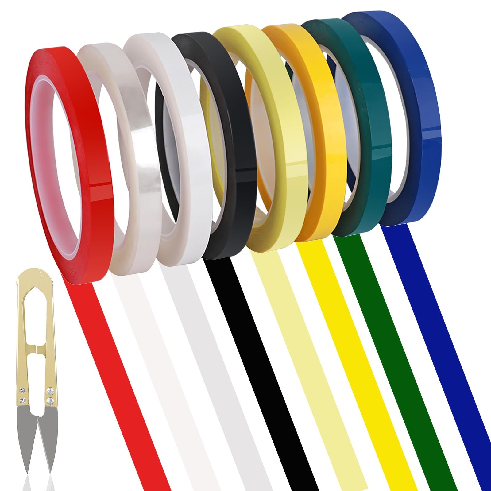 HRJZF 8 Rolls 0.4 Inch Colorful 216 feet x inches x 0.003 inches, Blue