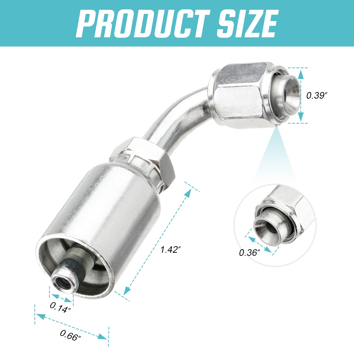 10X 1/4″ JIC 37° Female 90° Hydraulic Hose Fittings For 1/4″ I.D. Hydraulic Hose