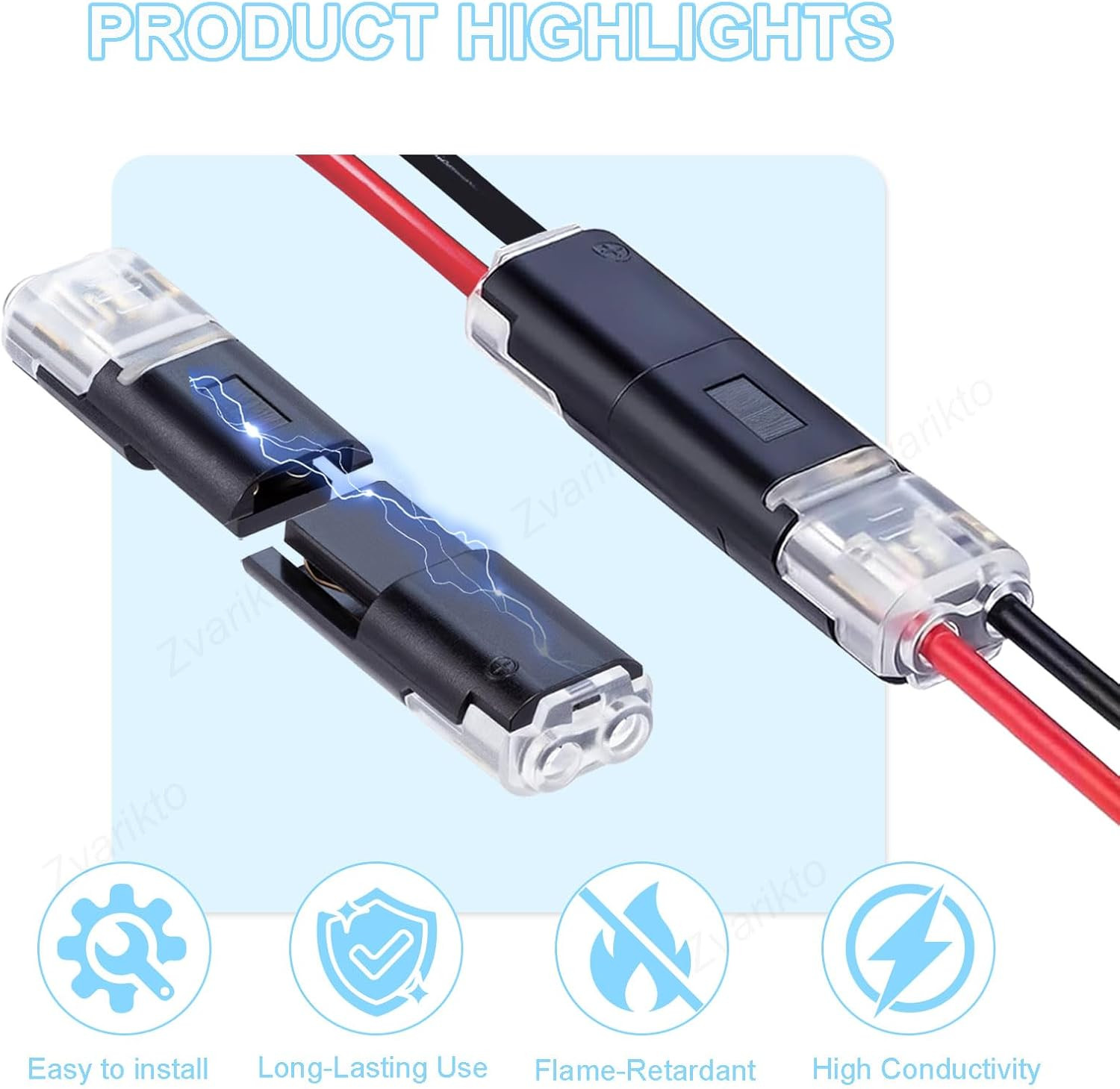 Wire Connectors, 50PCS Double Plug-In Connector with Locking Buckle, Low Voltage