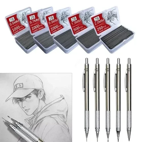 1000/250PCS Mechanical Pencil Lead Refills HB 0.5/0.7/0.9/1.3/2.0mm Office Schoo