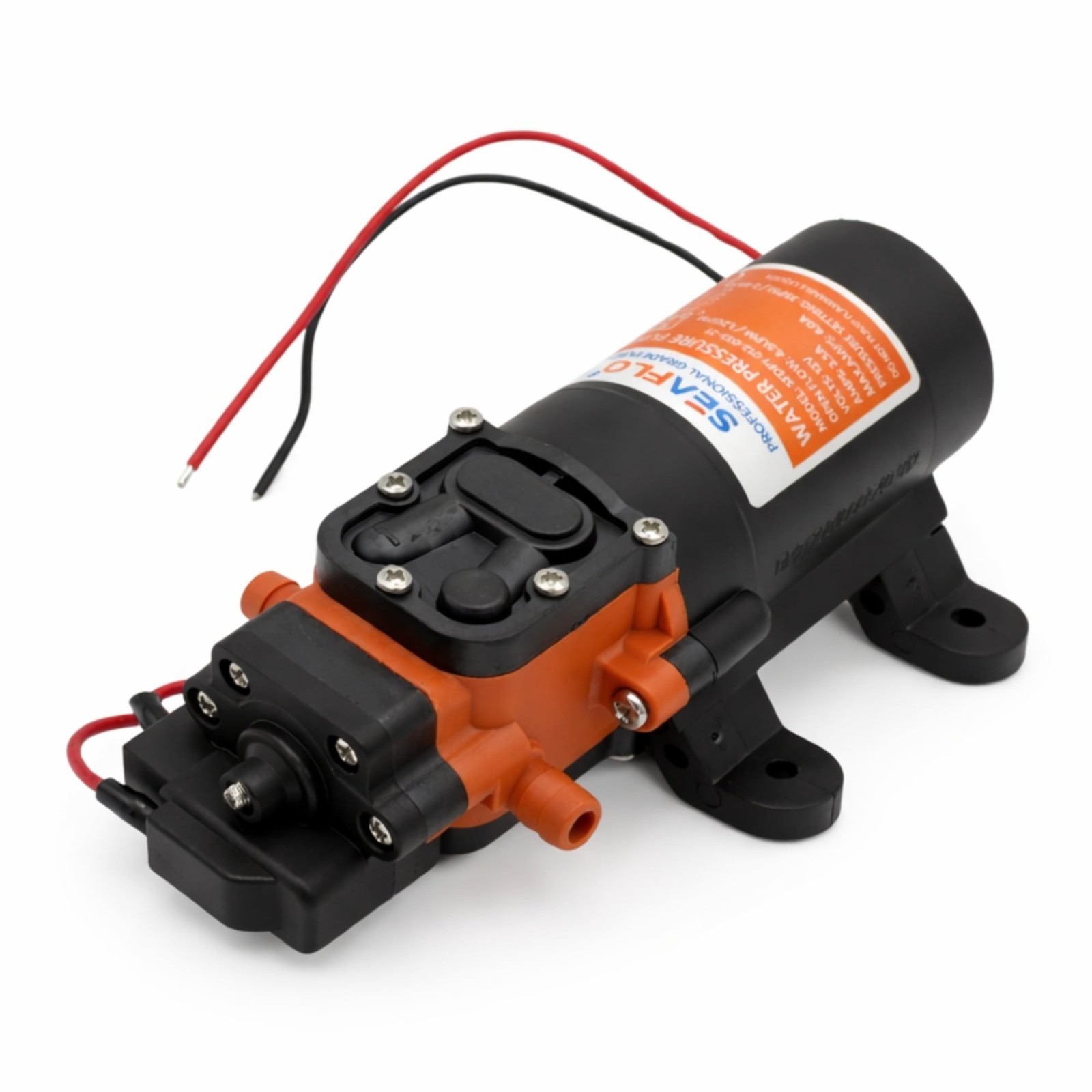 12V DC Water Pressure Diaphragm Pump – 1.2 GPM, 35 PSI, Adjustable Switch, Quiet