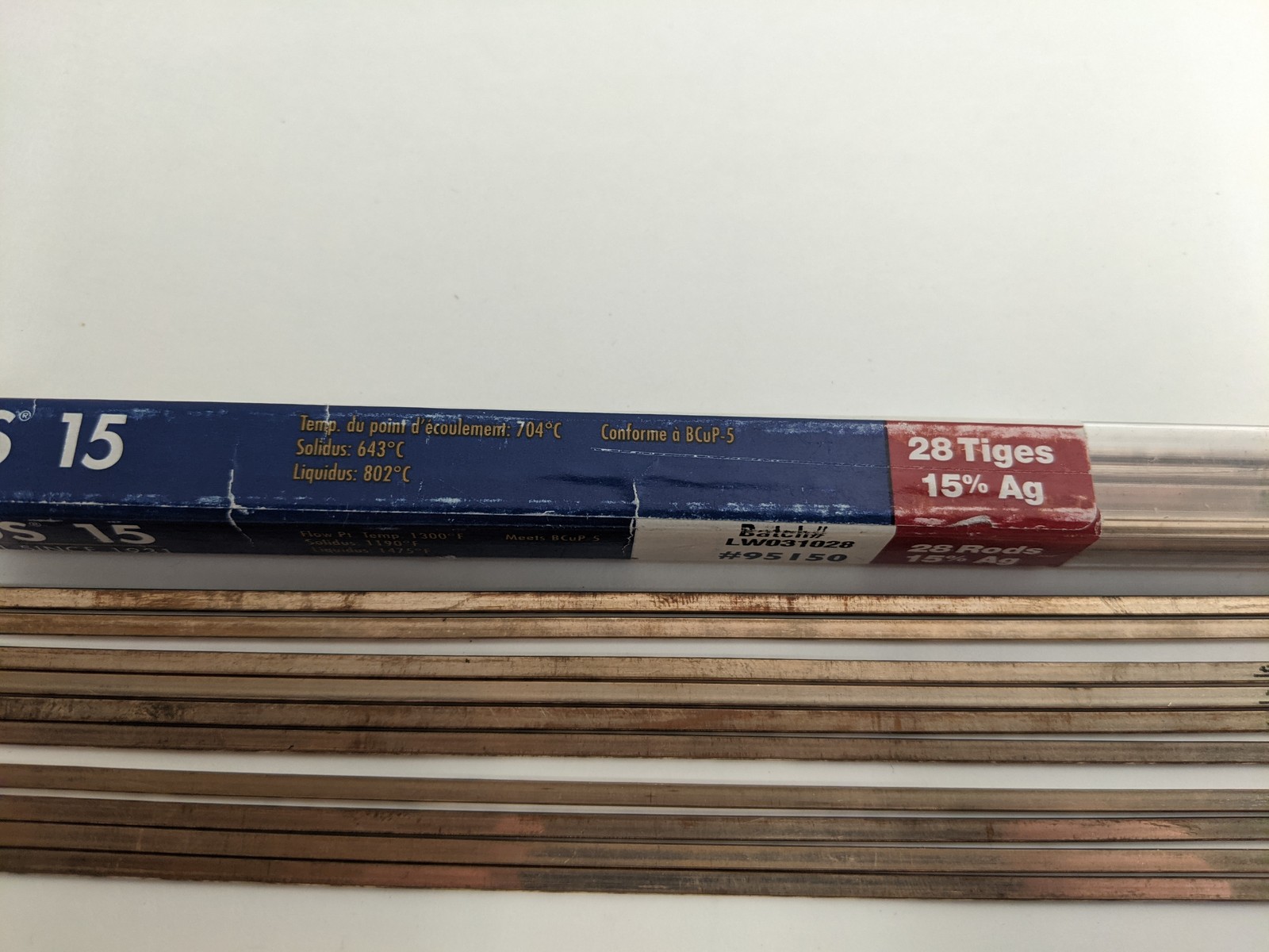 Lucas-Milhaupt SIL-FOS 15 Brazing Rods 15% Silver BCuP-5 Lot of 10
