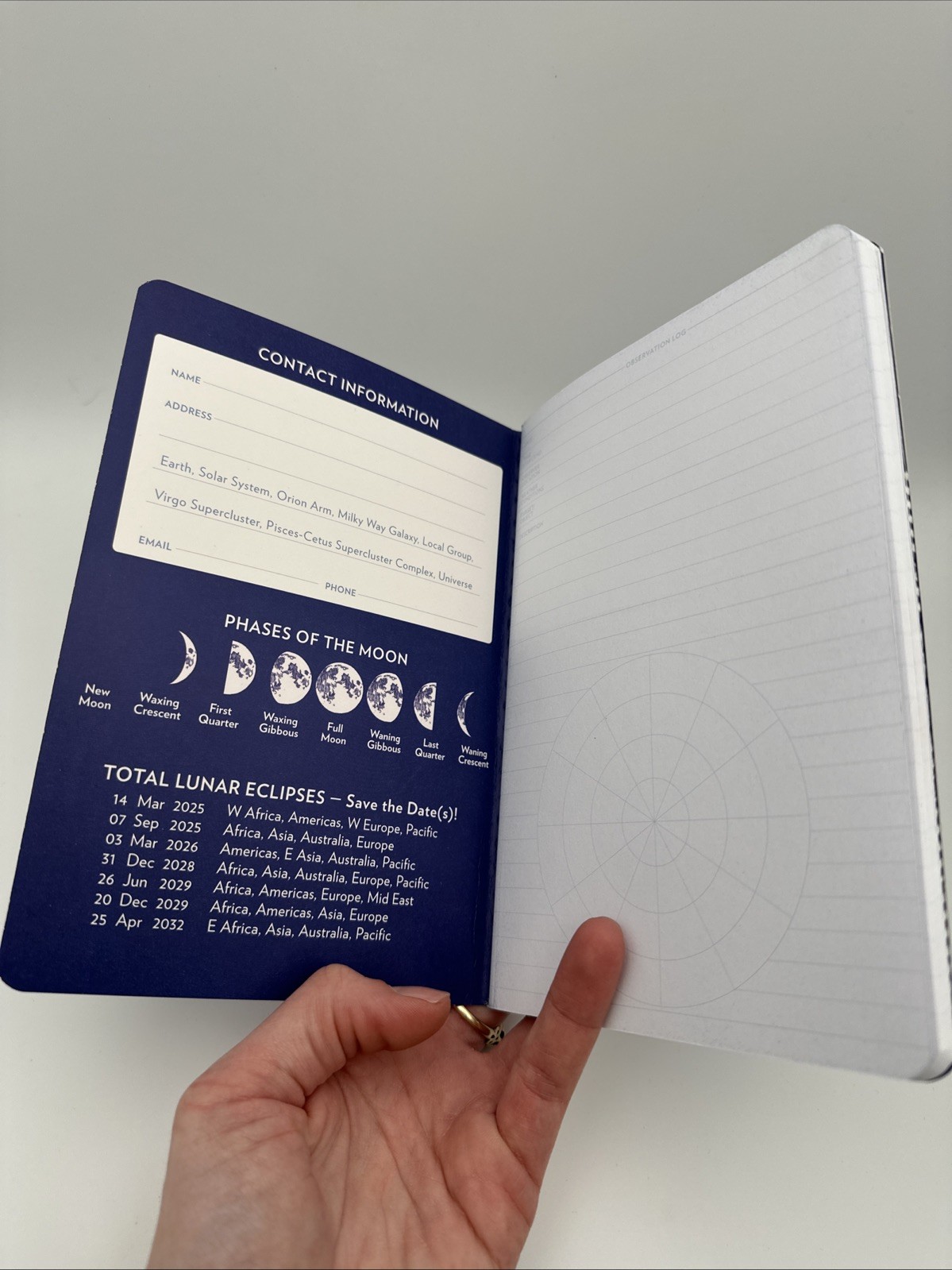 Stargazing Blue Full Size Notebook Blank Book Astronomy Astrolab Journal