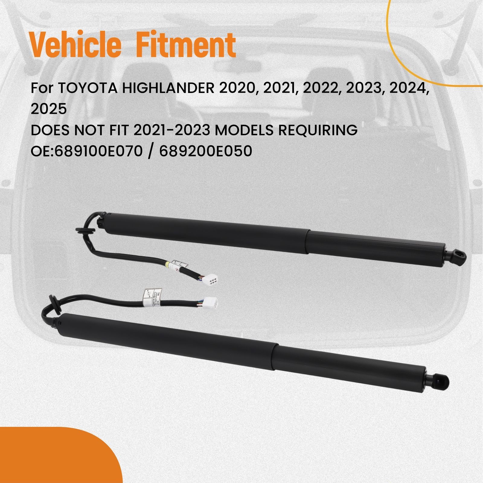 Pair Rear Power Hatch Lift Supports for Toyota Highlander Hybrid Bronze LE 2022