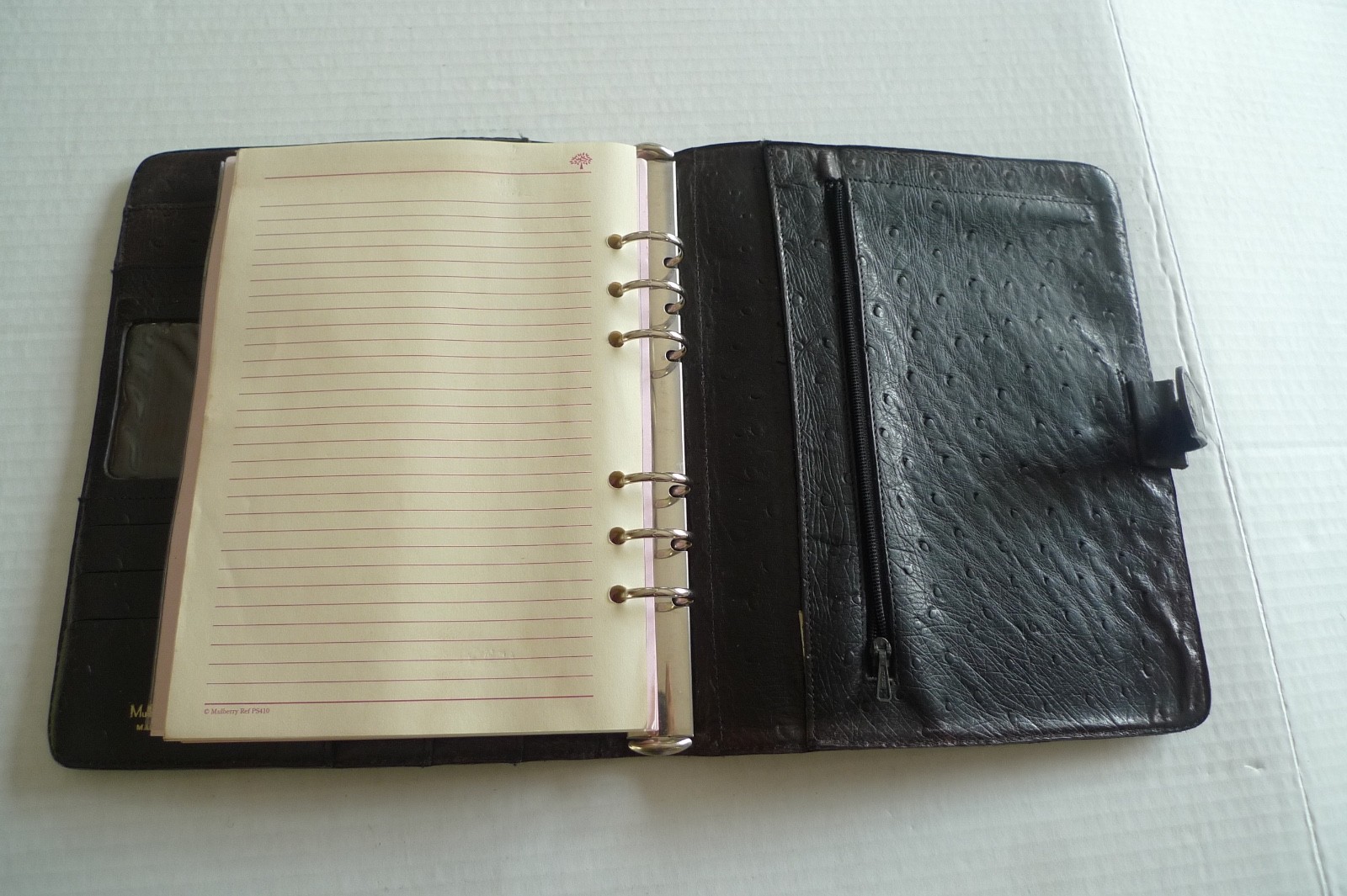 MULBERRY – A5 OSTRICH TEXTURED LEATHER PLANNER & PAPER SHEETS – MADE IN UK