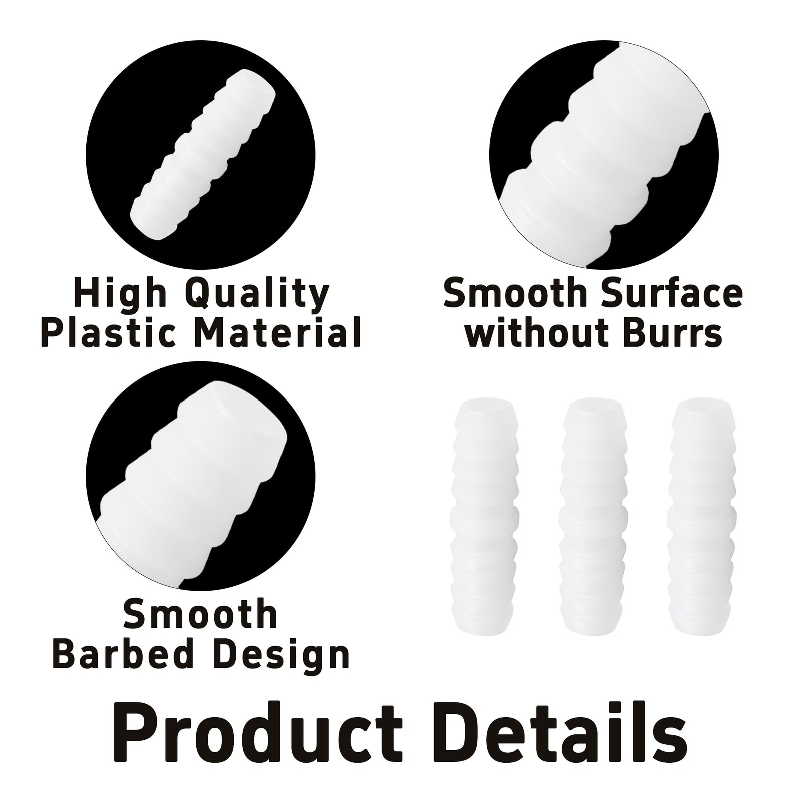AUXBC 6Pcs 3/8″ x Plastic Hose Barb Fittings, Barbed x 3/8″, White