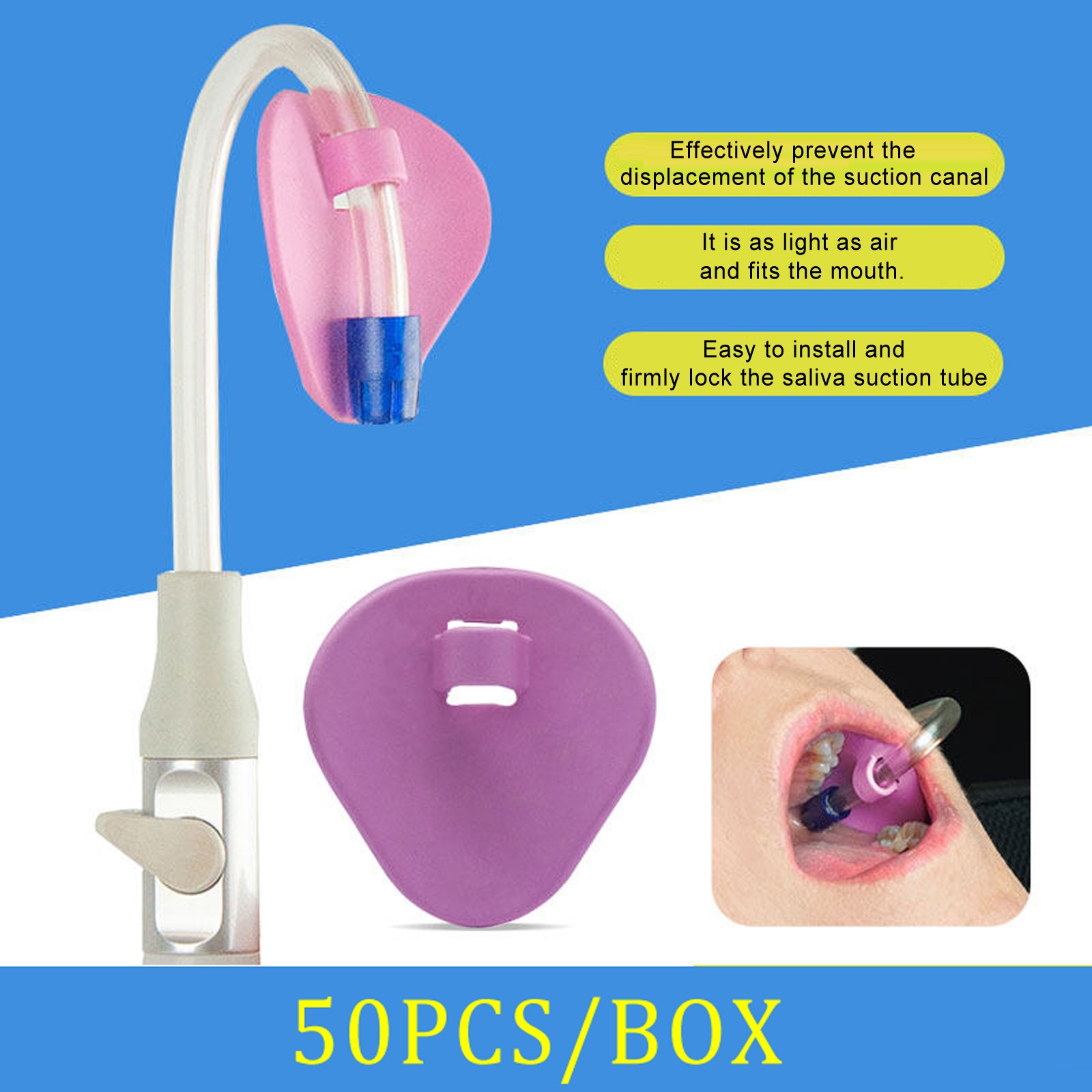 50pcs/Bag Dental Suction Tube Holder Tube Saliva Ejector HVE Tube Positioner
