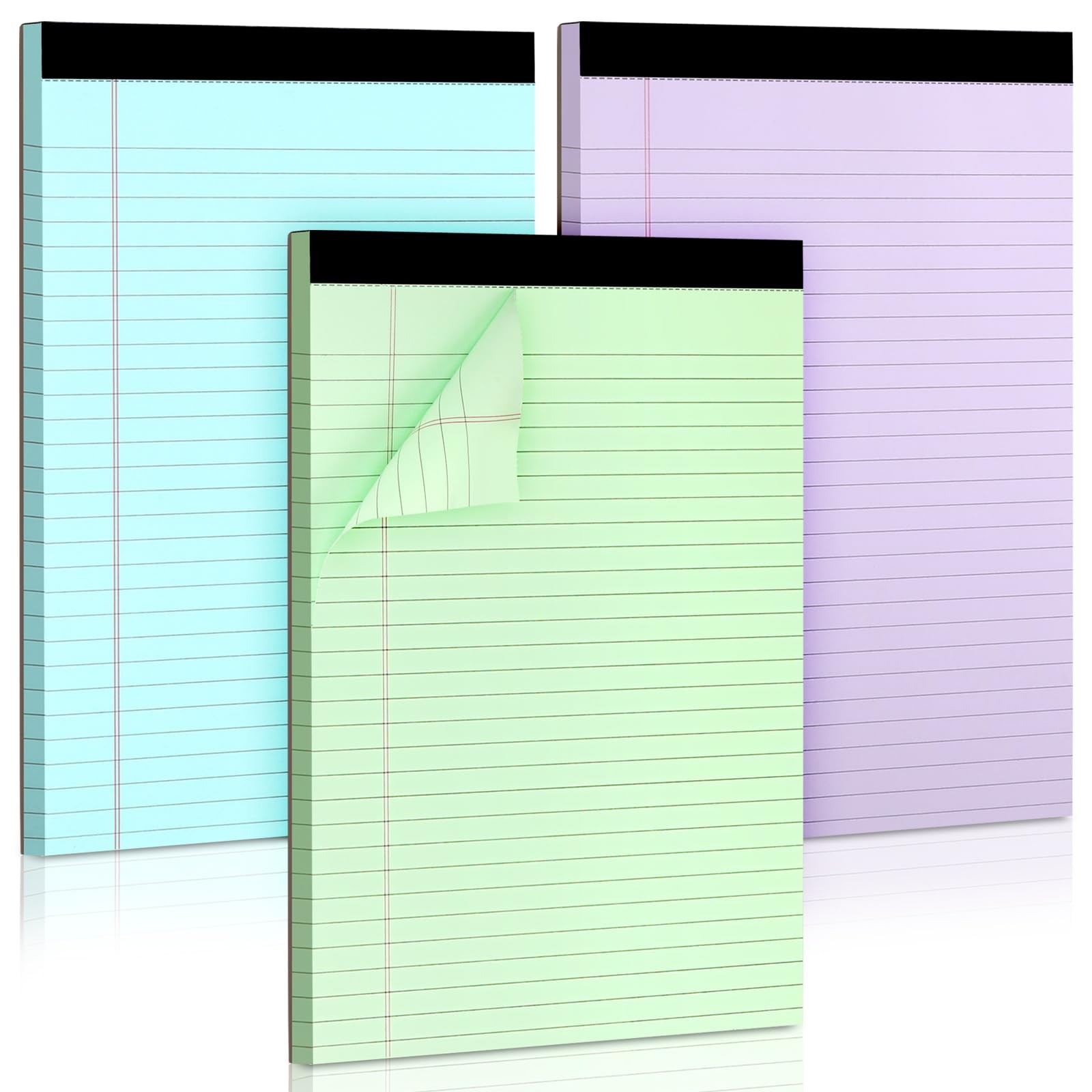 Colored Legal Pads, 3 Pack Writing Pads 8.5 x 11 inch, 3Pcs-8.5*11in, White