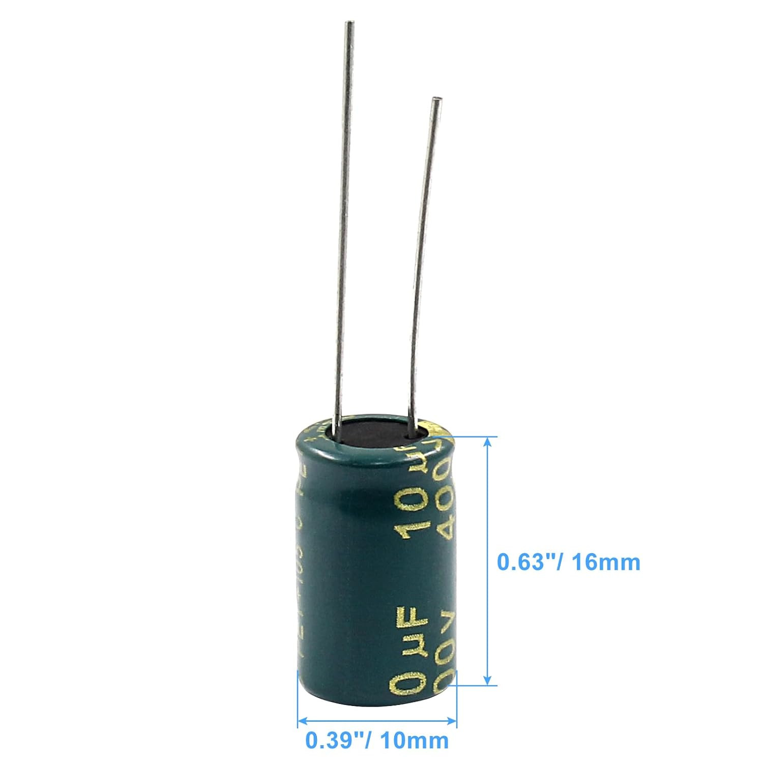 10PCS 400V 10UF Electrolytic Capacitor 0.39X0.63In High Frequency Aluminum Elec