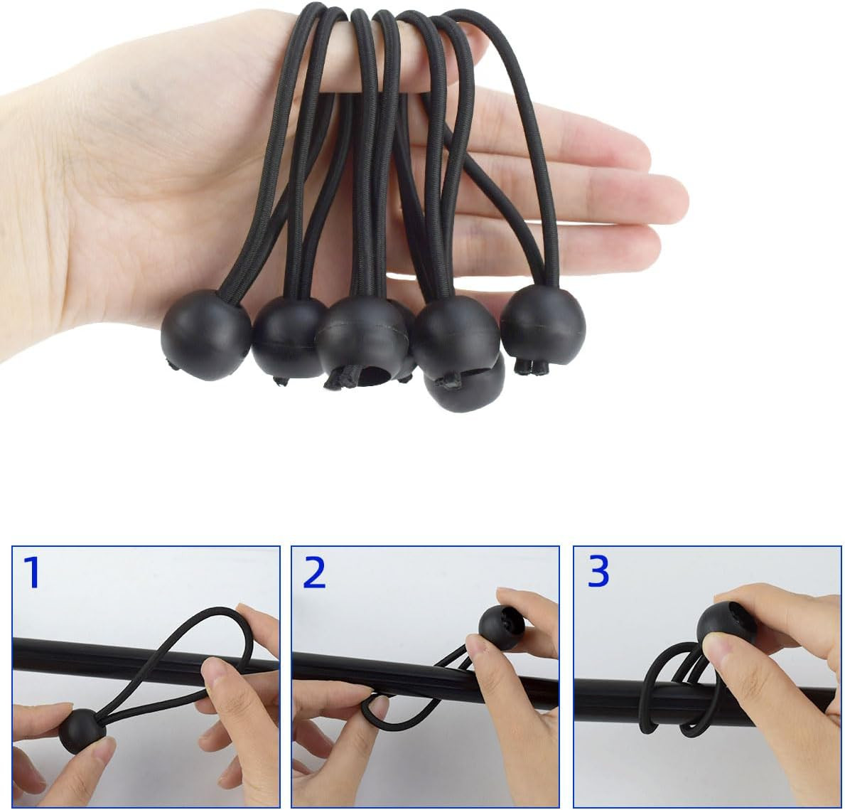 20 Pack 4″ Bungee Balls Cords with Ball Heavy Duty Elastic Tarp