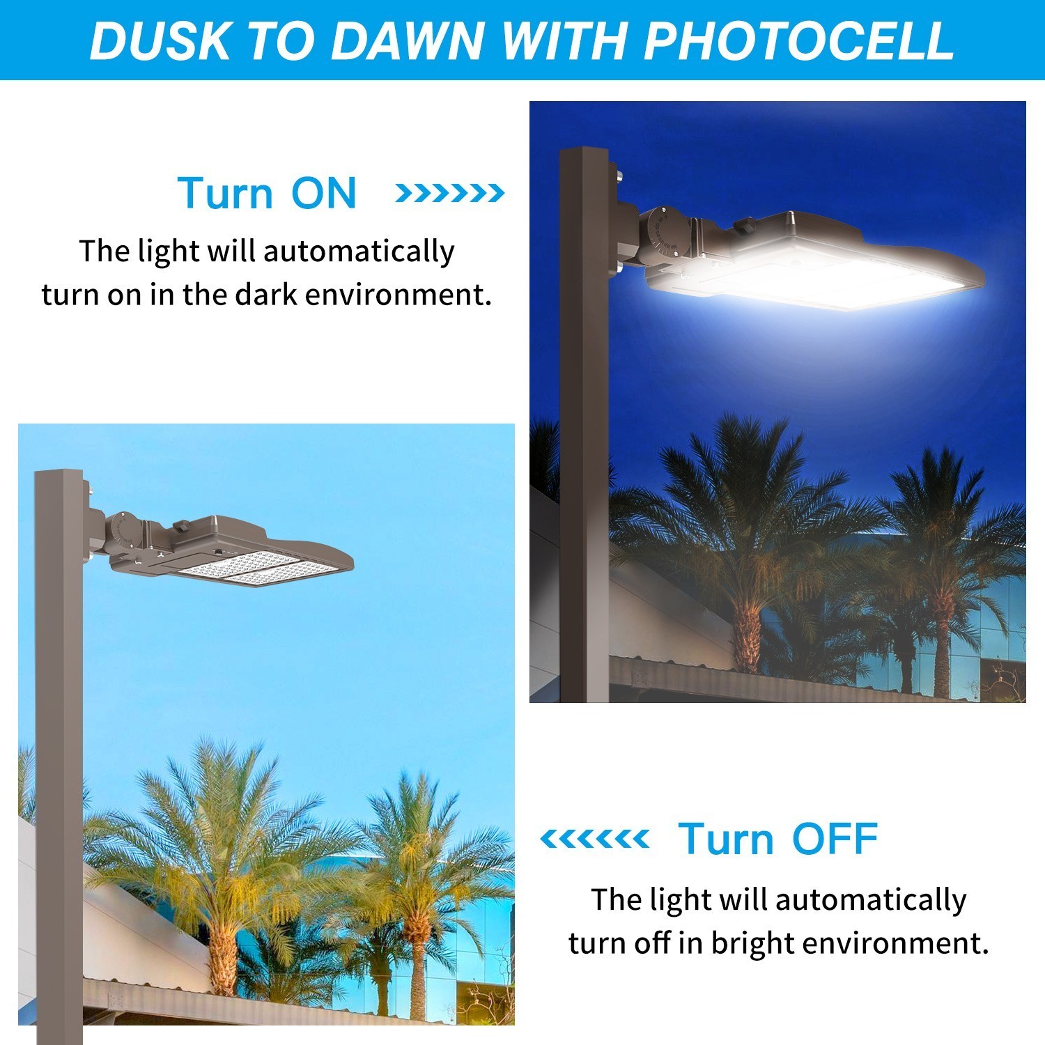 450W 67500LM LED Parking Lot Light IP65 Outdoor Street Floodlights Dusk to Dawn