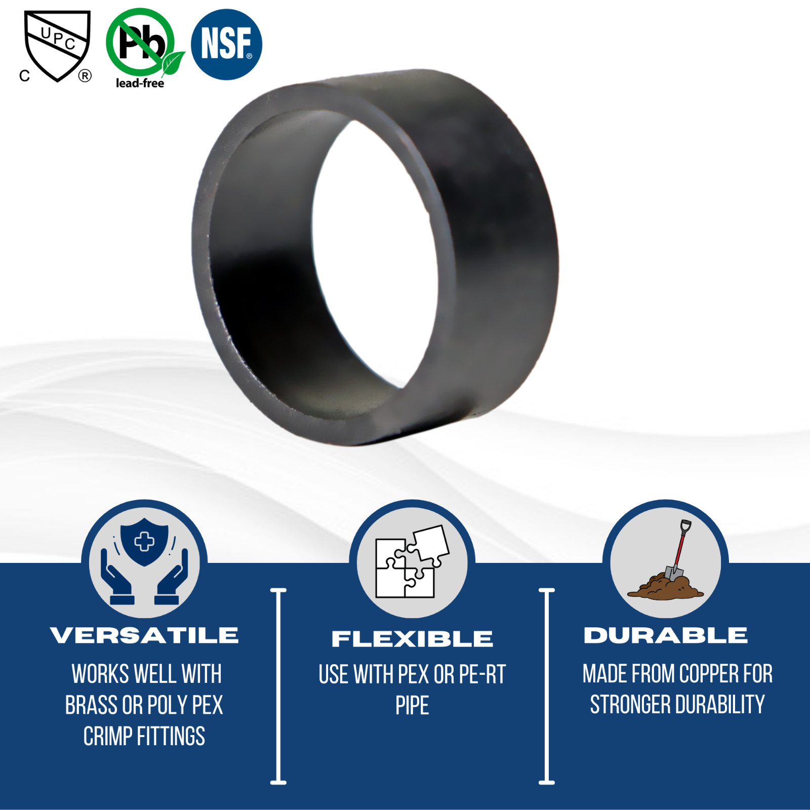 200 PIECES 1/2″ PEX COPPER CRIMP RING (BLACK-OXIDIZED SURFACE) LEAD FREE